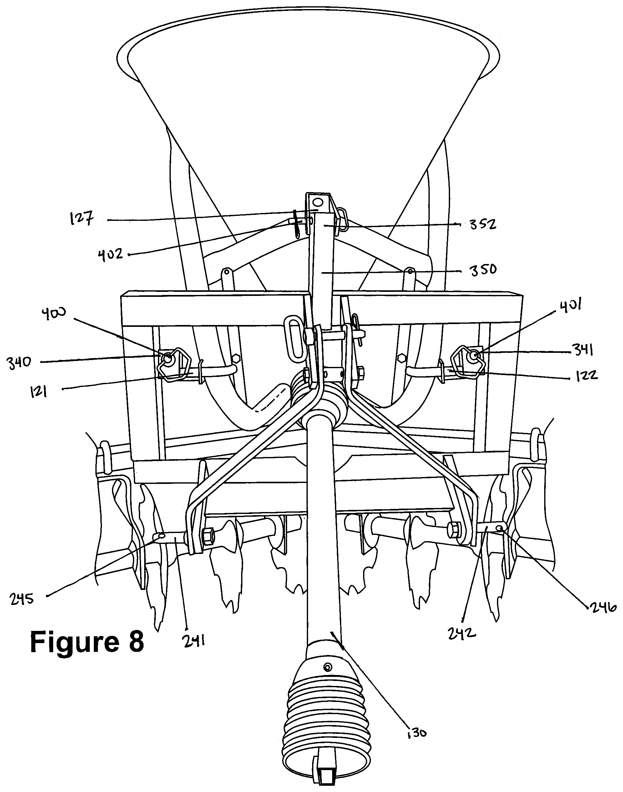 Patent US11770990 Figure 8 – Apparatus for combining planting implements