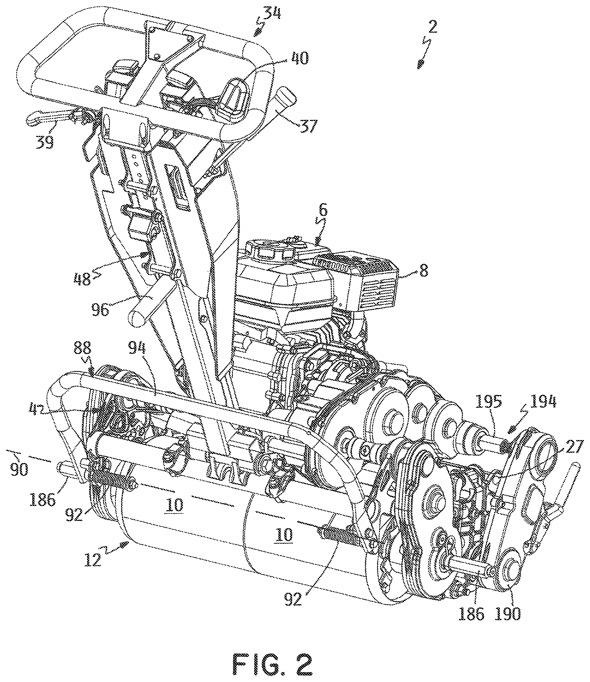 Patent US11771000 Figure 2 – Walk reel mower with common mount