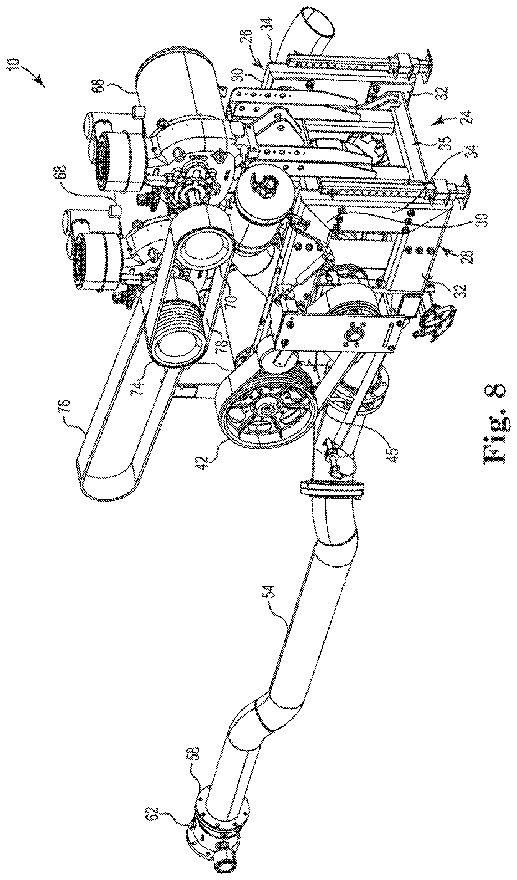 Patent US11771003 Figure 4 – Transfer assembly for attachment to a front portion of an agricultural vehicle and a method of use