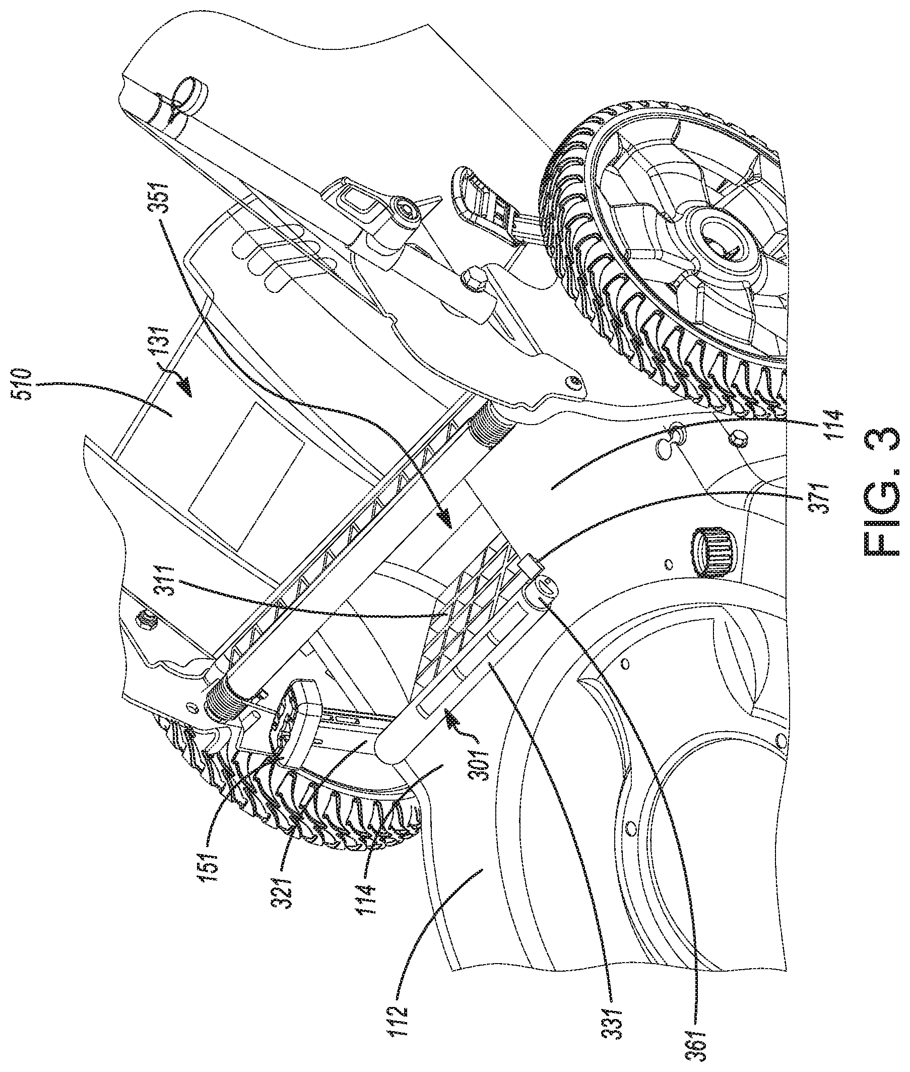Patent US11771004 Figure 3 – Mulch door with sensor