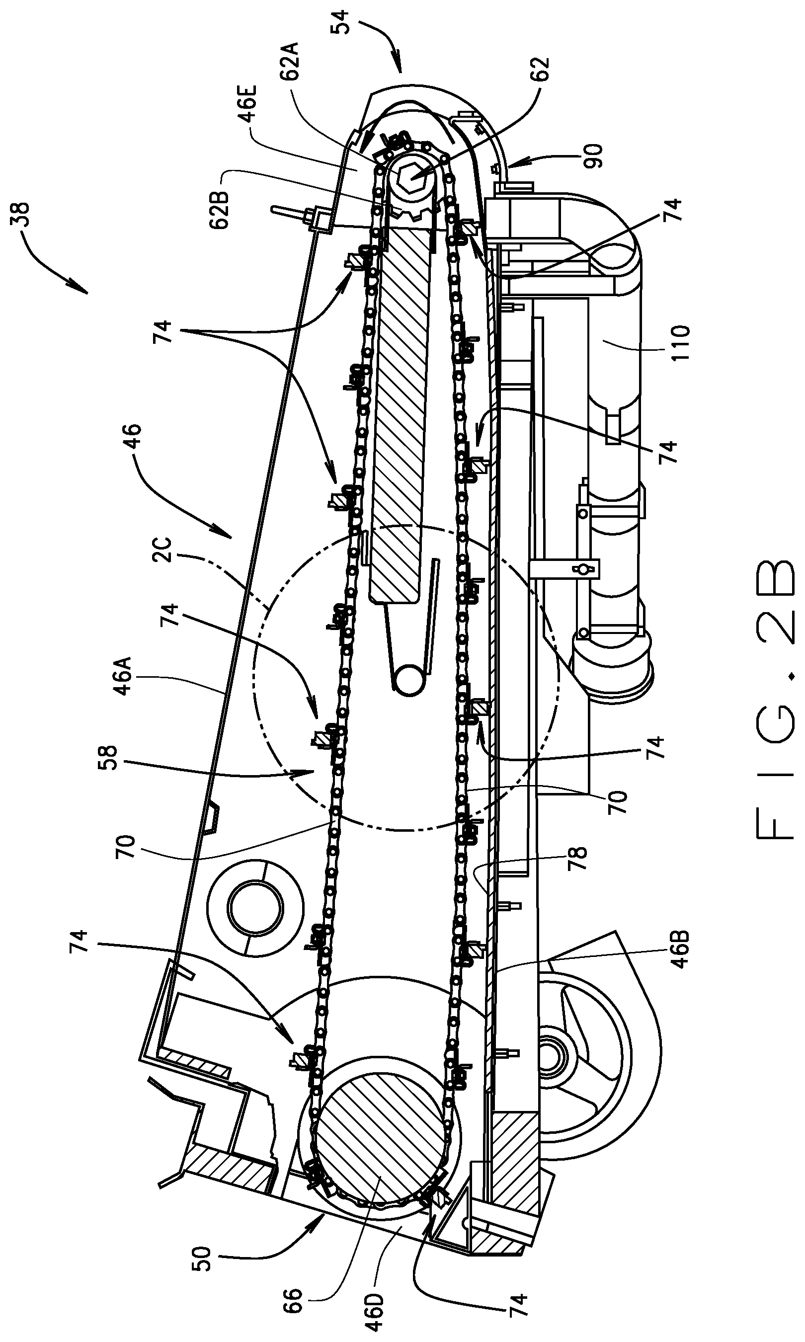 Patent US11771006 Figure 3 – Plant product harvesting machine feederhouse
