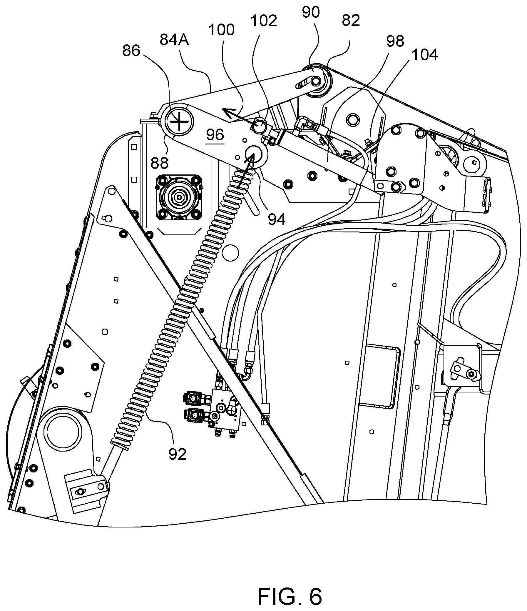 Patent US11771010 Figure 6 – Round baler with position controlled take-up roller, and method of operating a round baler