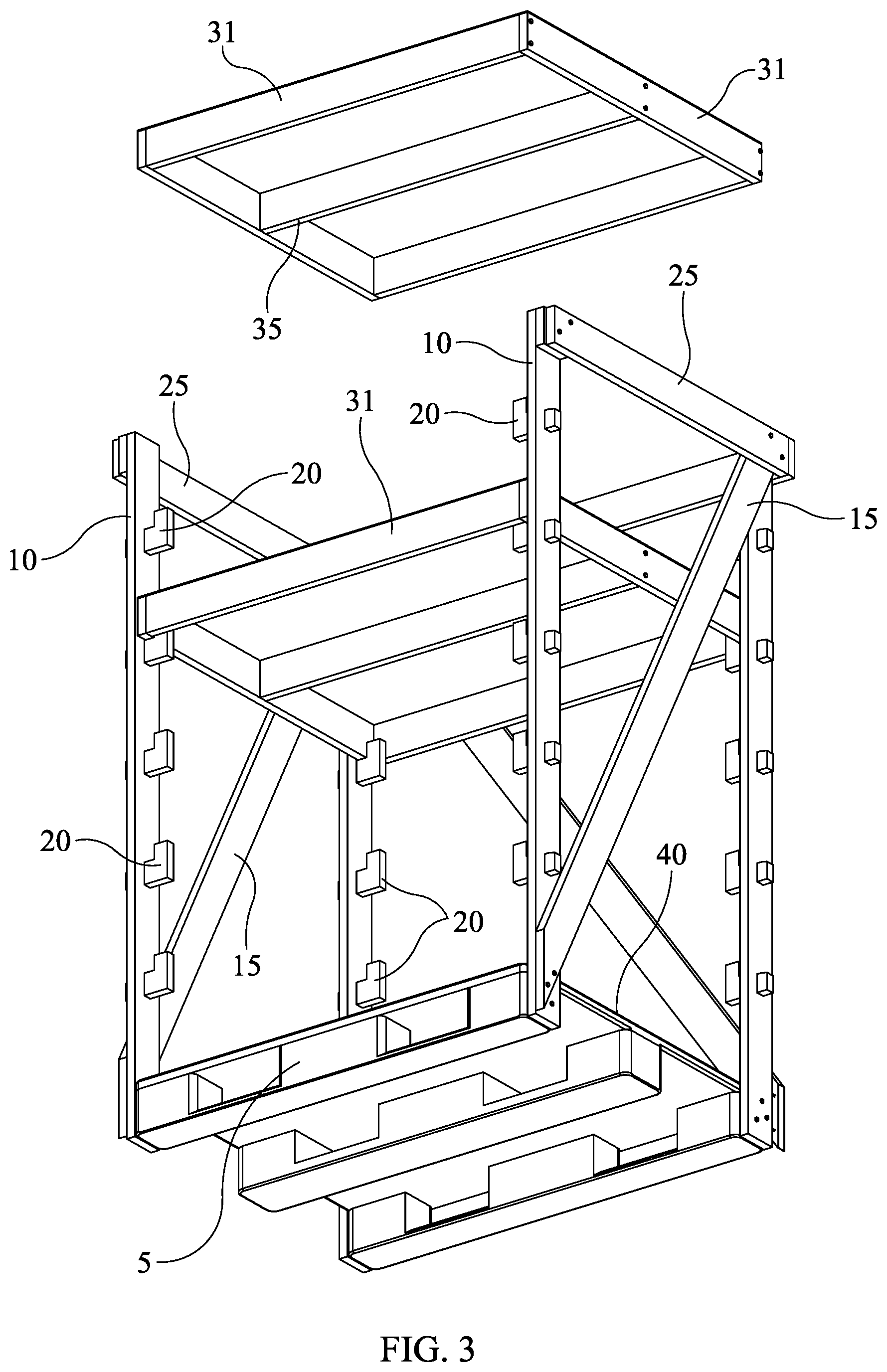 Patent US11771015 Figure 3 – Nursery shipping rack with removable shelving