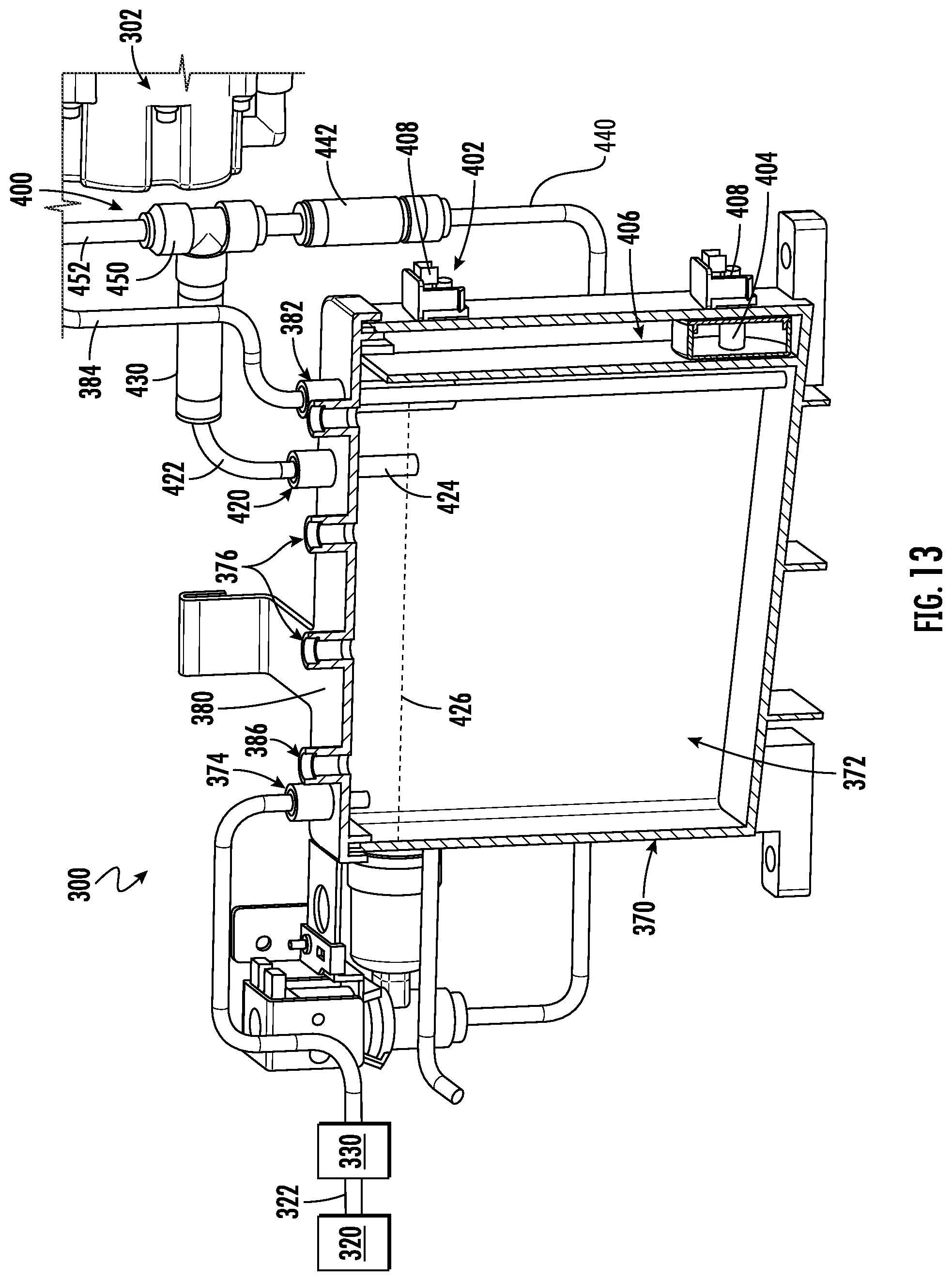 Patent US11771027 Figure 13 – Overflow protection system for a hydration system in an indoor gardening appliance