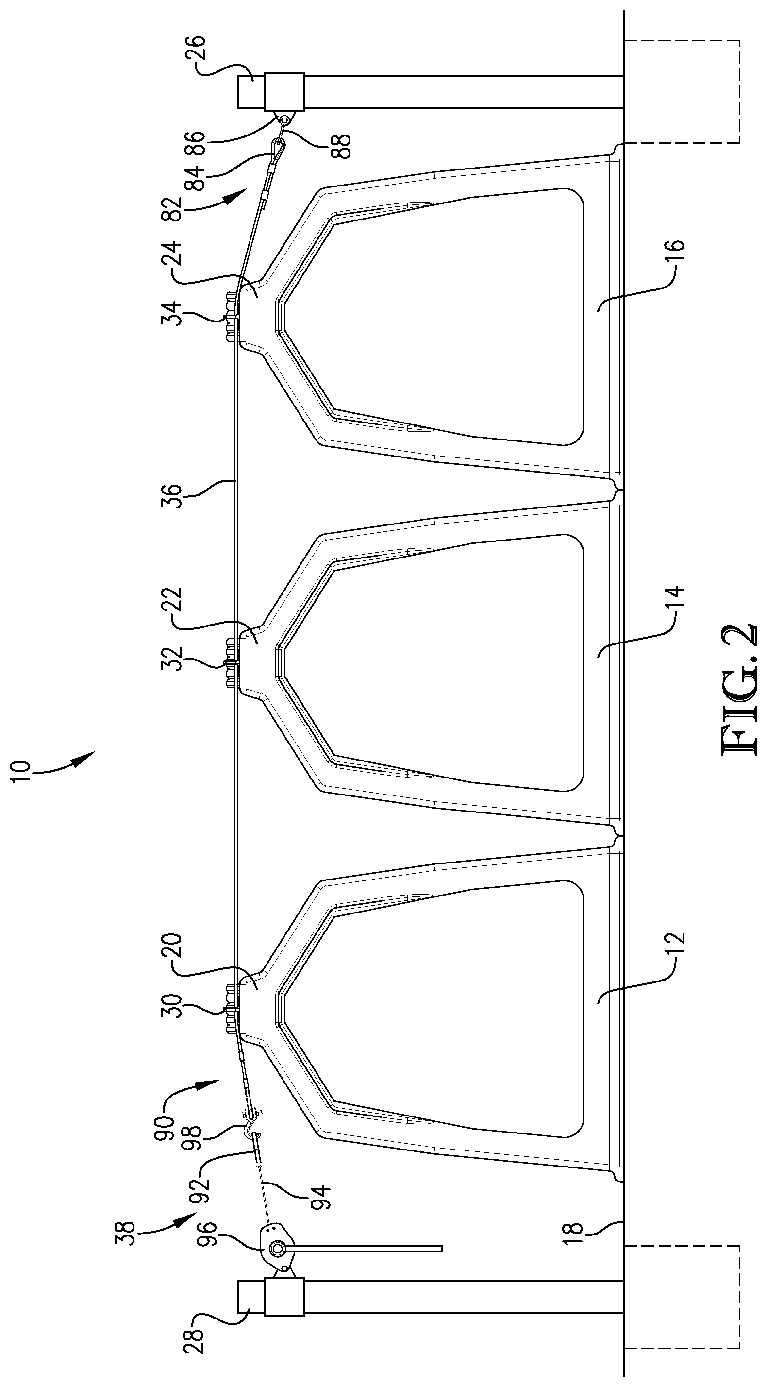 Patent US11771048 Figure 2 – System and method for securing calf hutches