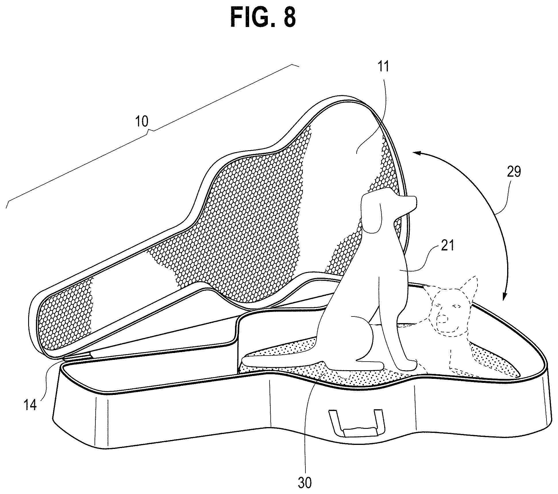 Patent US11771051 Figure 6 – Combination pet carrier and pet bed