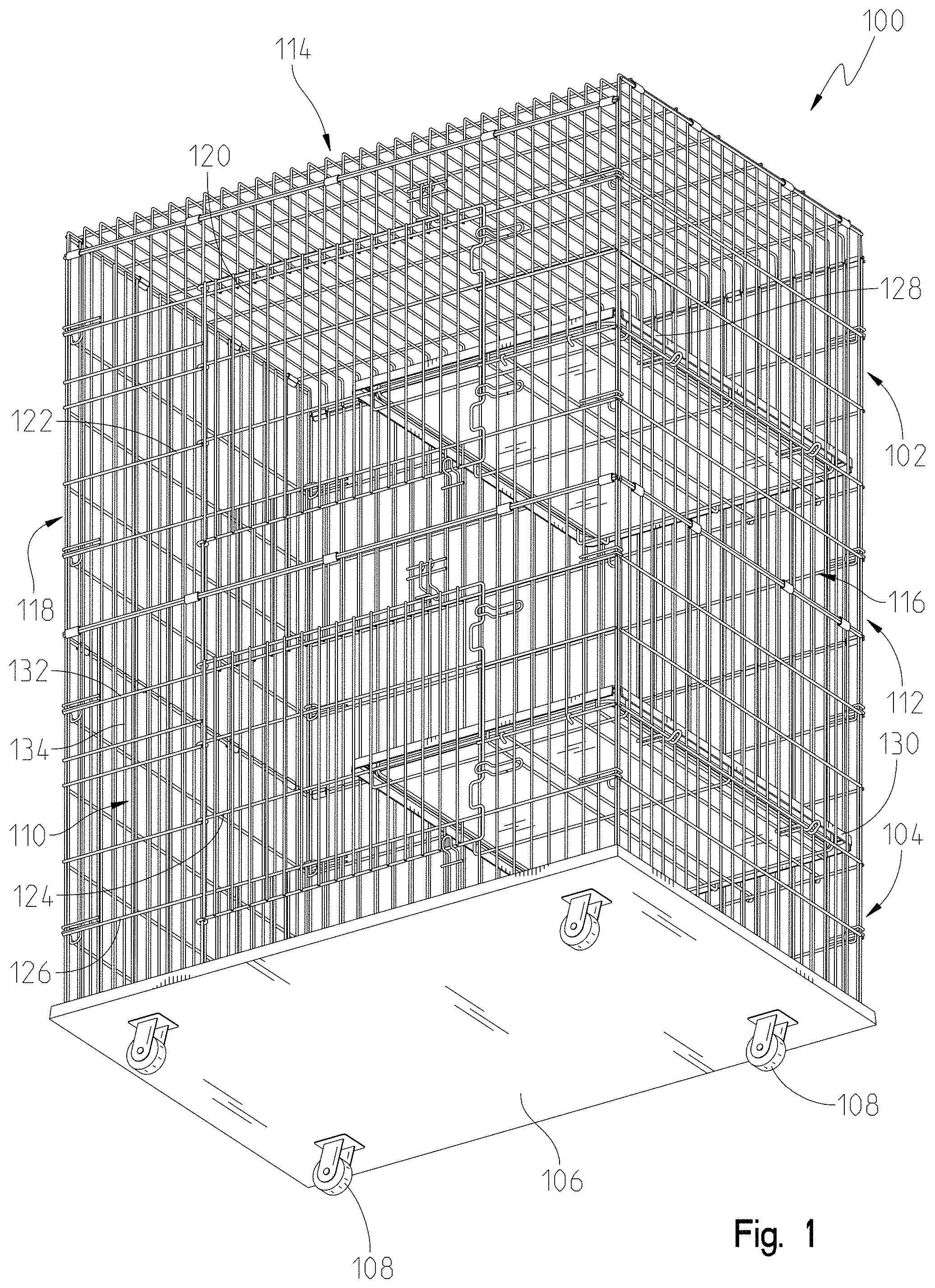 Patent US11771053 Figure 1 – Animal crate assembly