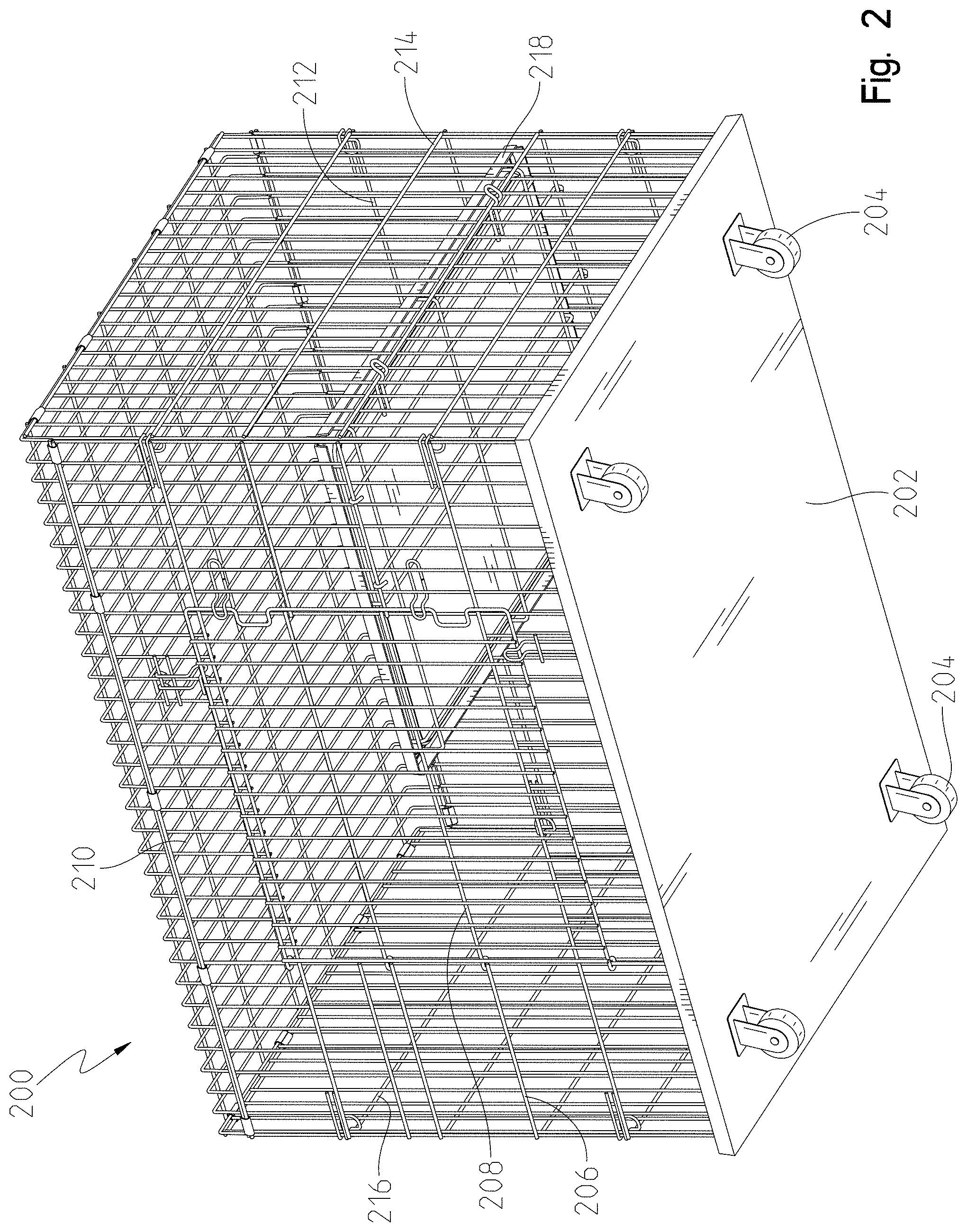 Patent US11771053 Figure 2 – Animal crate assembly