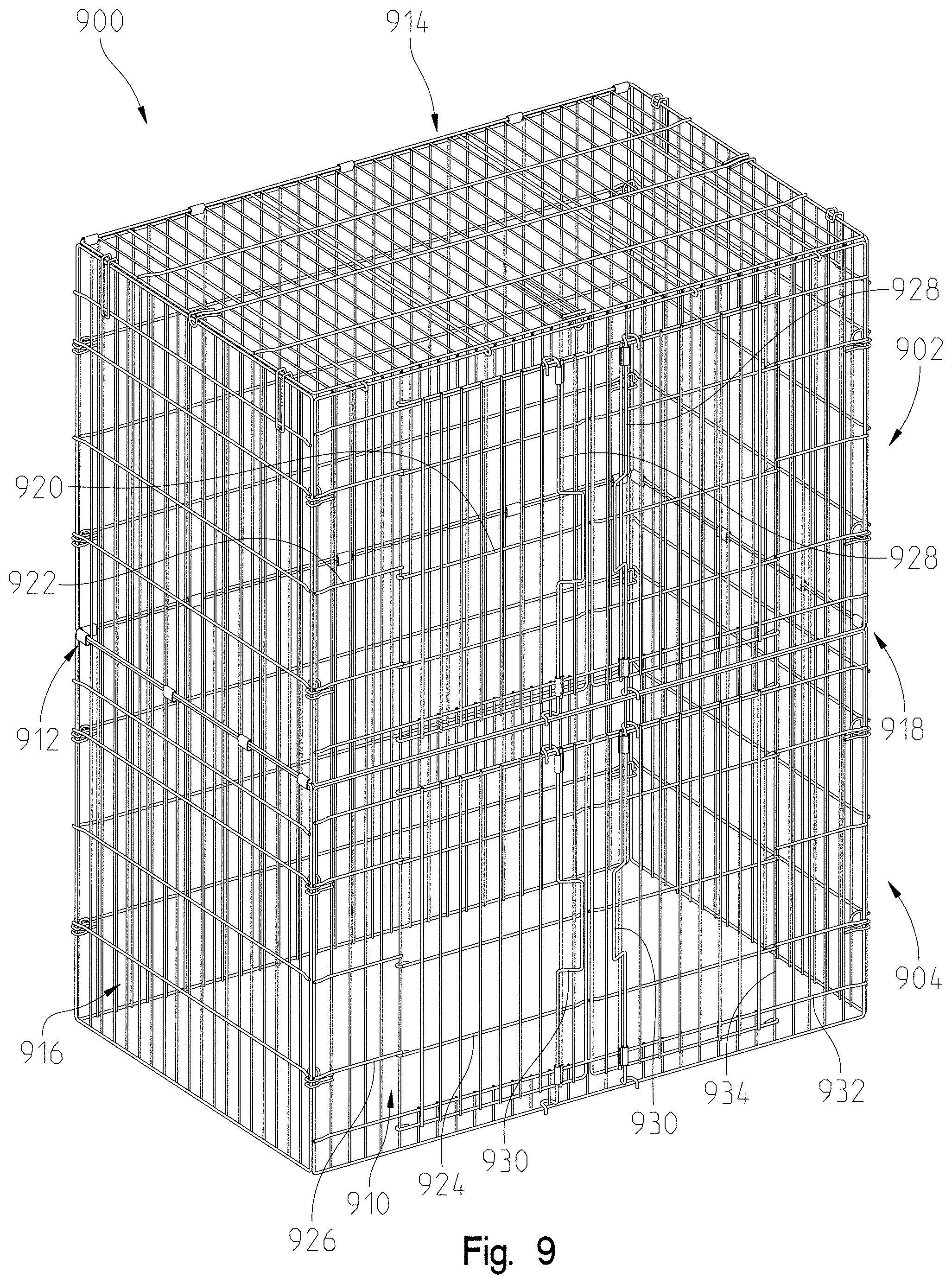 Patent US11771053 Figure 8 – Animal crate assembly