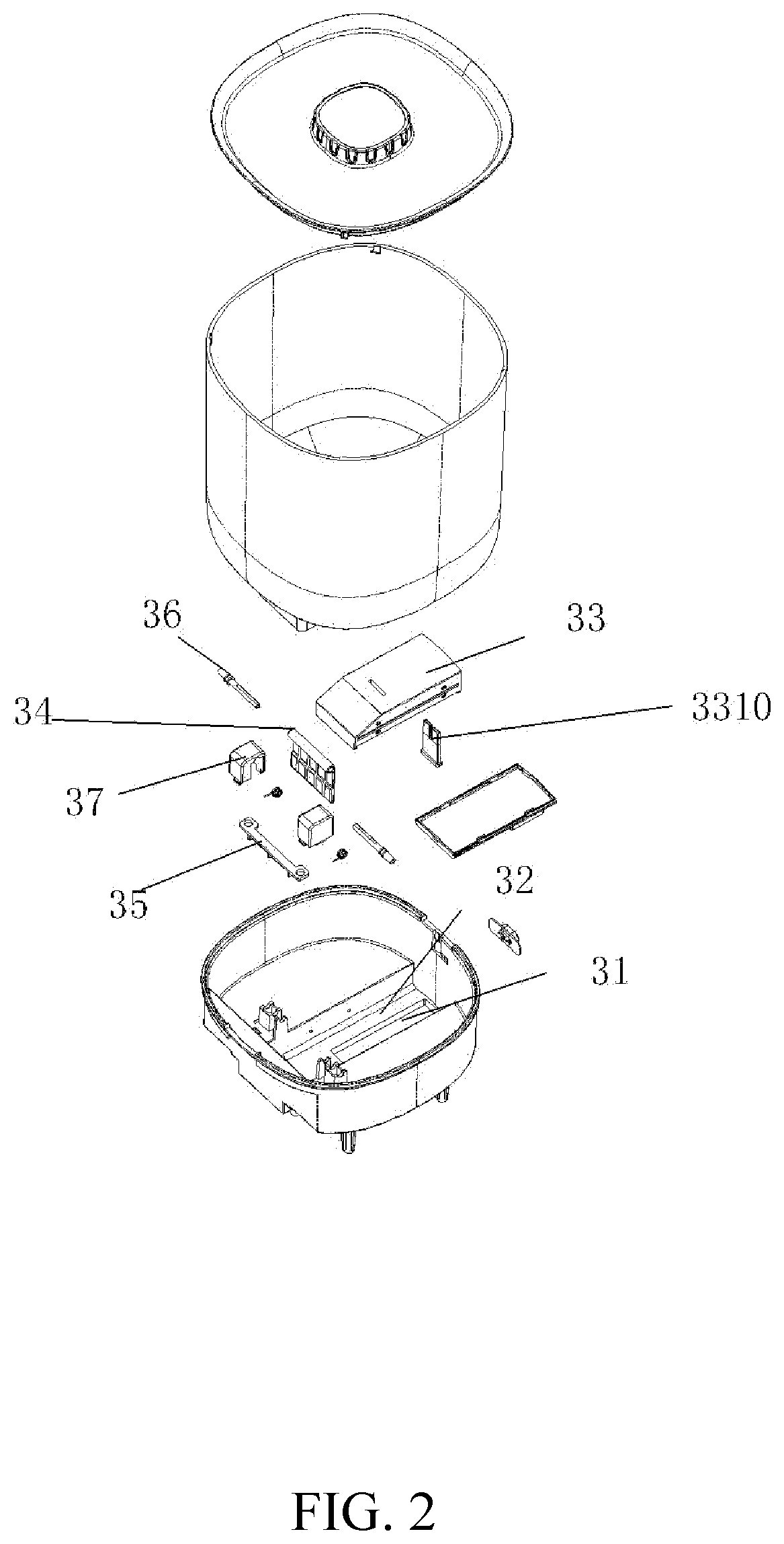 Patent US11771055 Figure 2 – Automatic pet feeder with intelligent push-pull and anti-cockroach functions