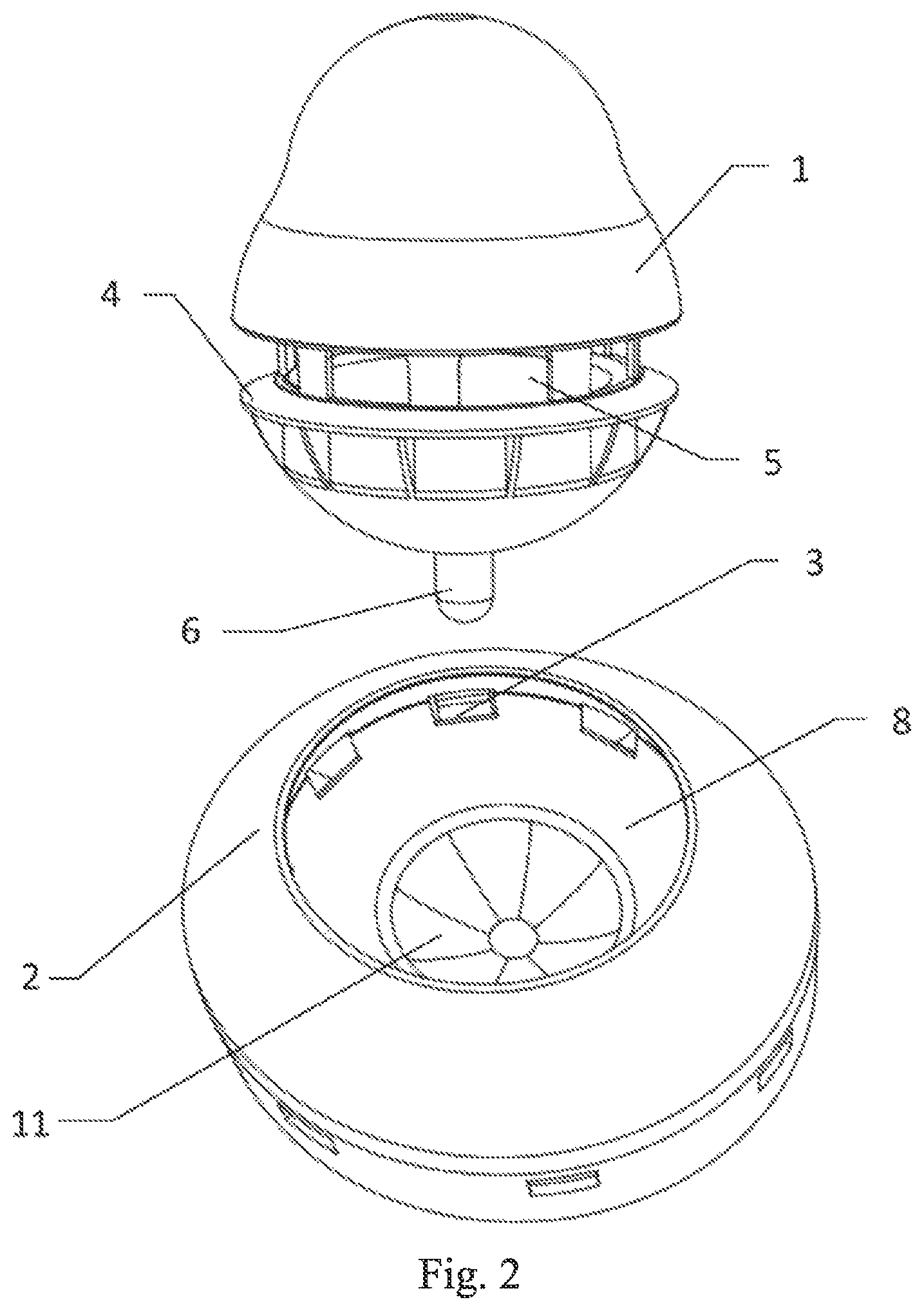 Patent US11771056 Figure 2 – Feeding toy for providing food through shaking by pet