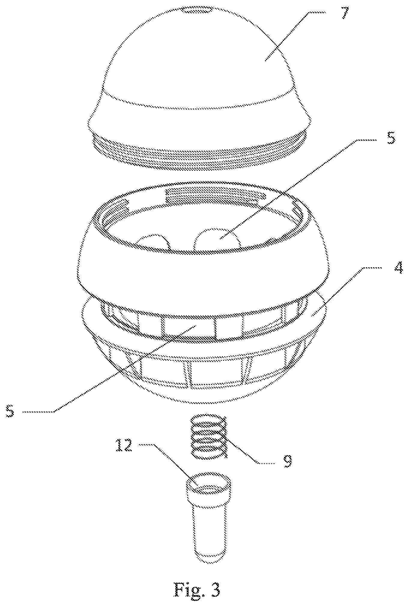 Patent US11771056 Figure 3 – Feeding toy for providing food through shaking by pet