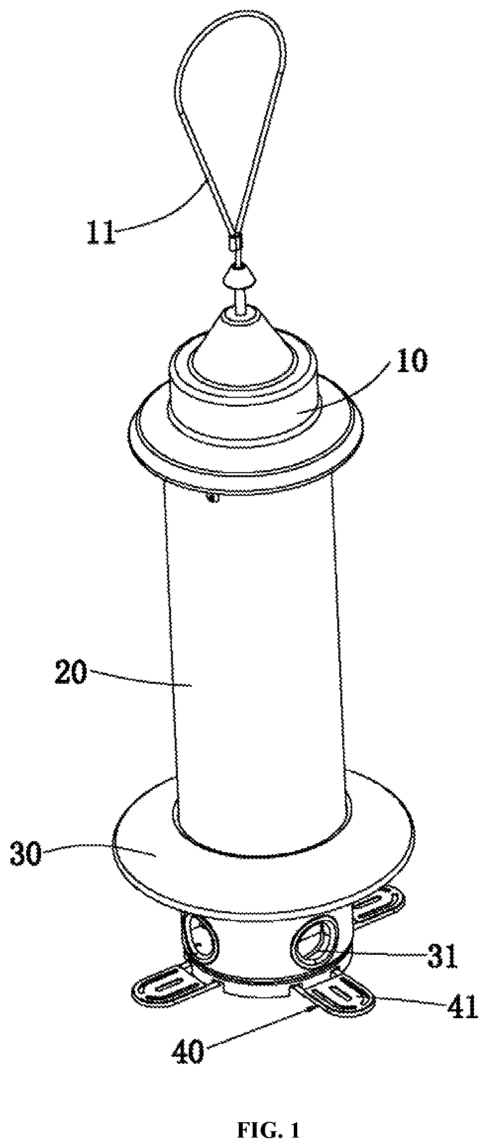 Patent US11771063 Figure 1 – Bird feeder preventing food from being stolen