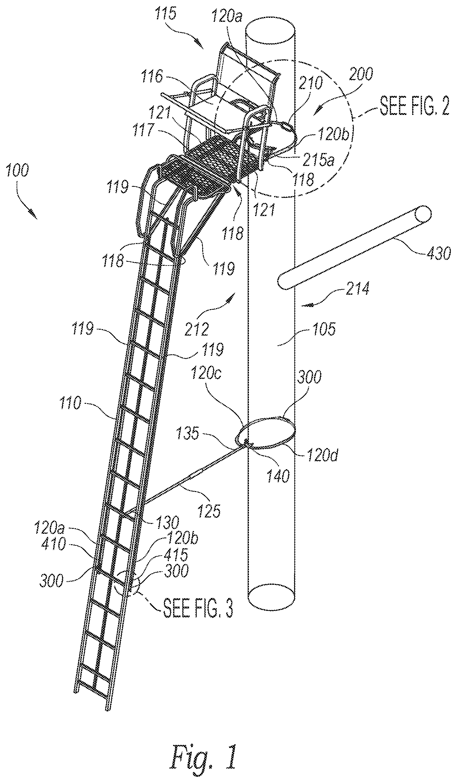 Patent US11771080 Figure 1 – Ladder stand