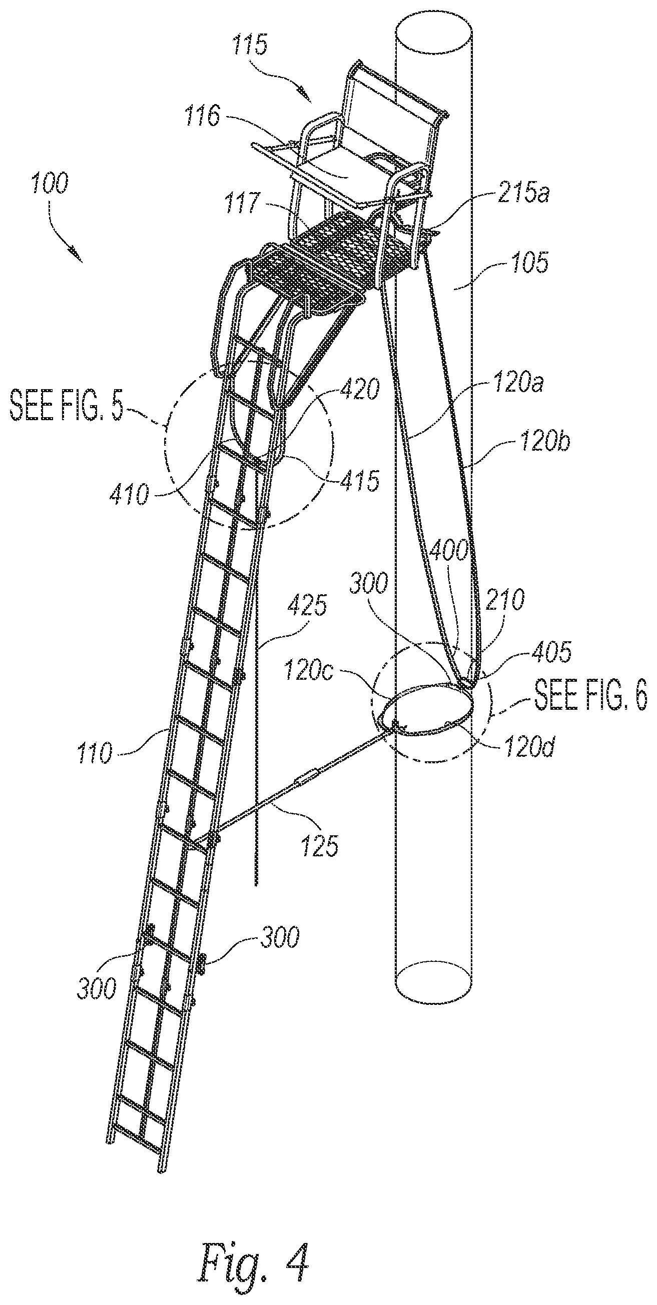 Patent US11771080 Figure 4 – Ladder stand