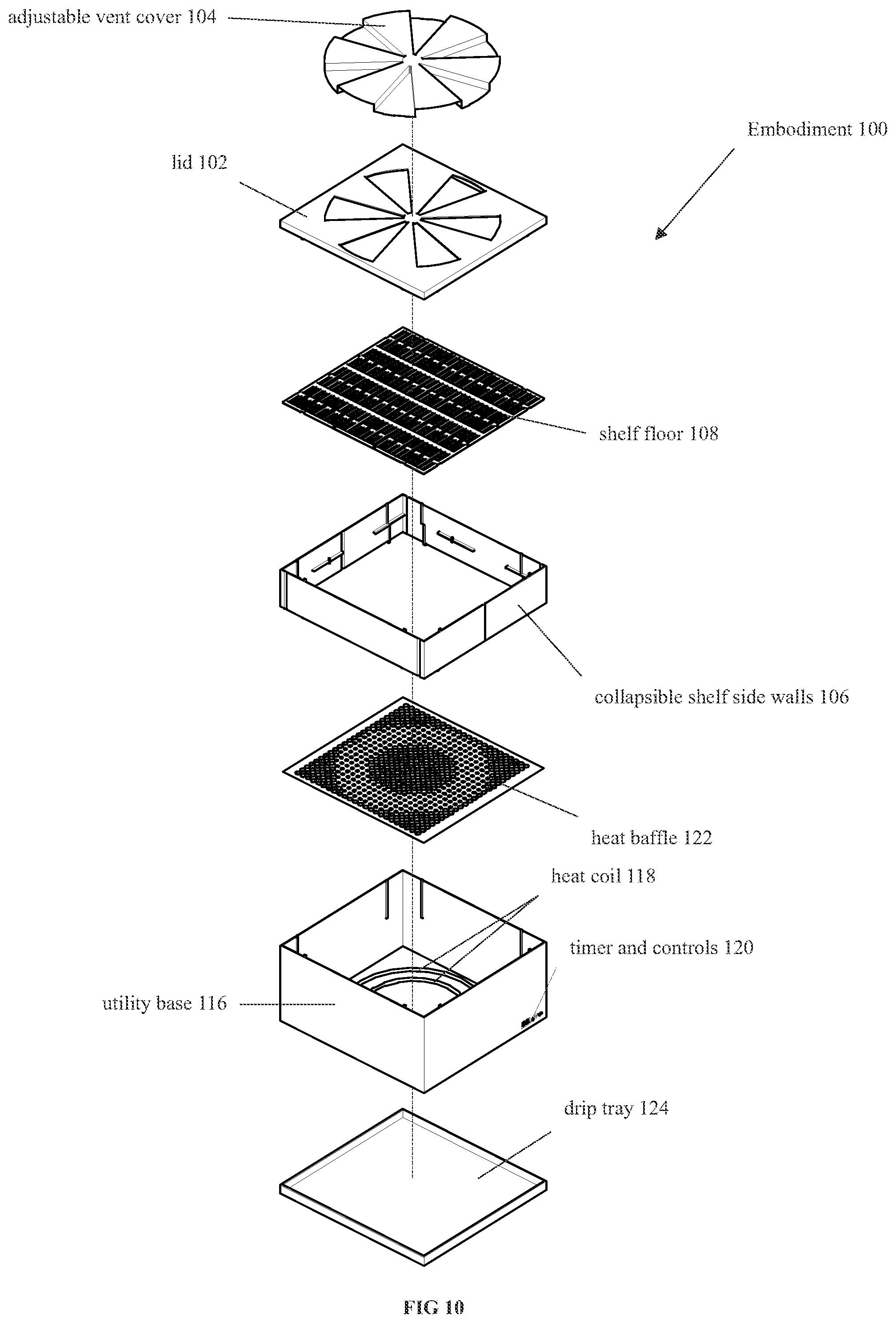 Patent US11771115 Figure 5 – Method and apparatus for food dehydration