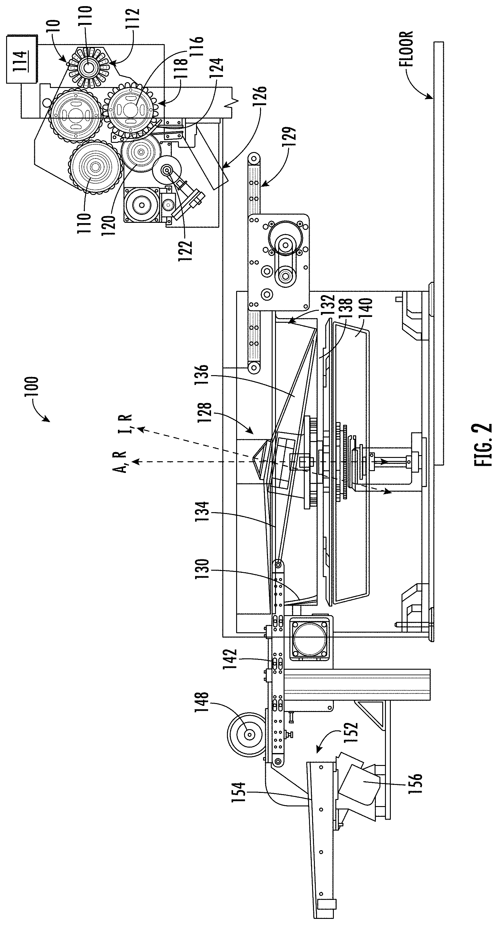 Patent US11771130 Figure 2 – Apparatus for recovering tobacco material and related method
