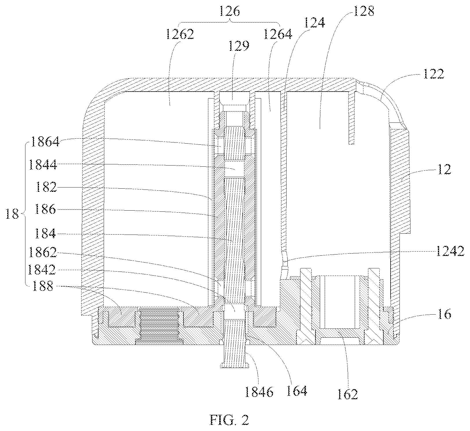 Patent US11771134 Figure 2 – Atomizer of electronic cigarette having dry-wet separation component