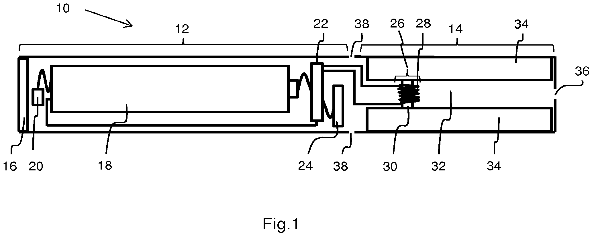 Patent US11771135 Figure 1 – Electronic smoking device with liquid reservoir including an actuator