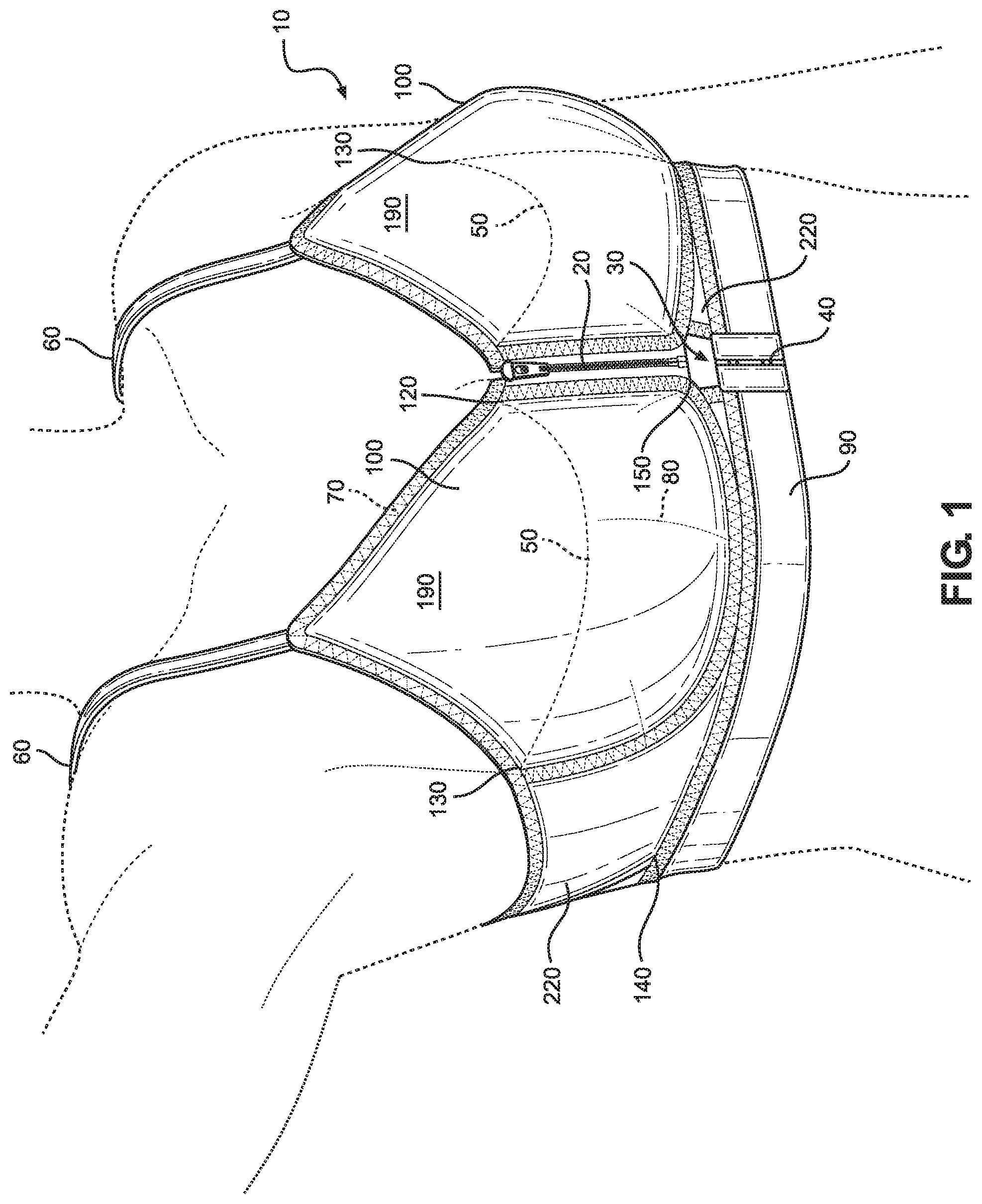 Patent US11771146 Figure 1 – Brassiere adapted to prevent undesired movement when worn