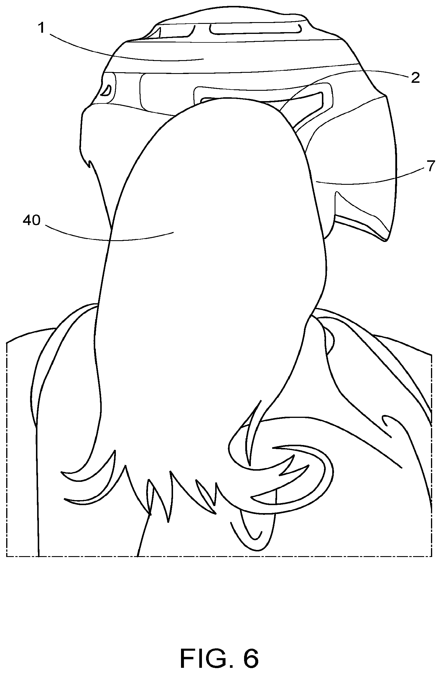 Patent US11771166 Figure 6 – Soft athletic helmet and rear closure mechanism