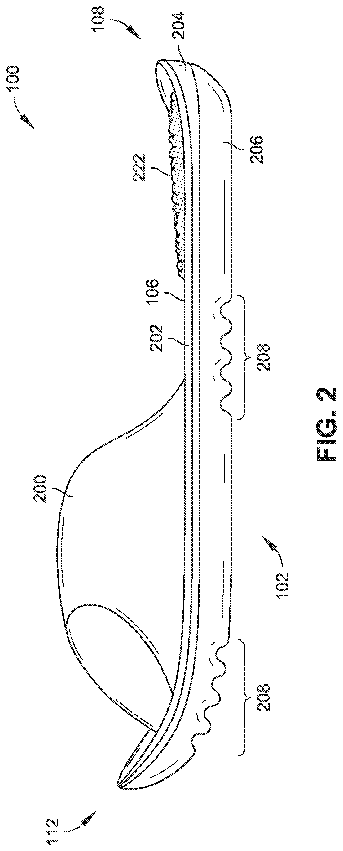 Patent US11771173 Figure 2 – Footwear with fluid distribution