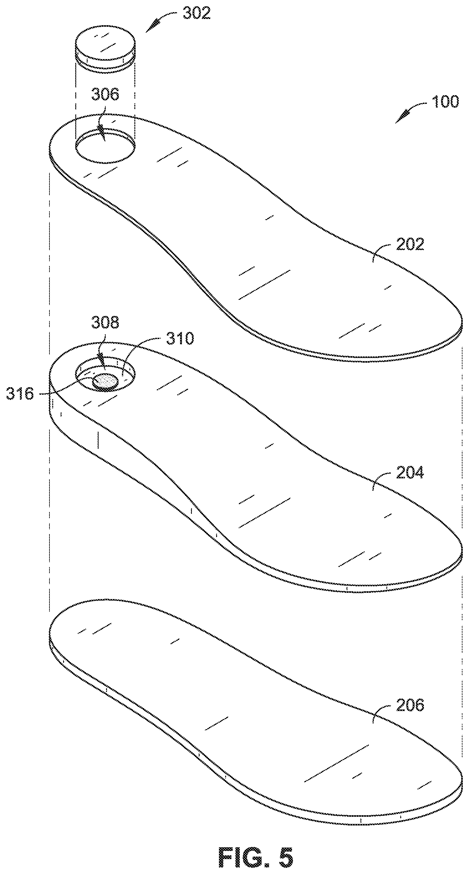 Patent US11771173 Figure 5 – Footwear with fluid distribution