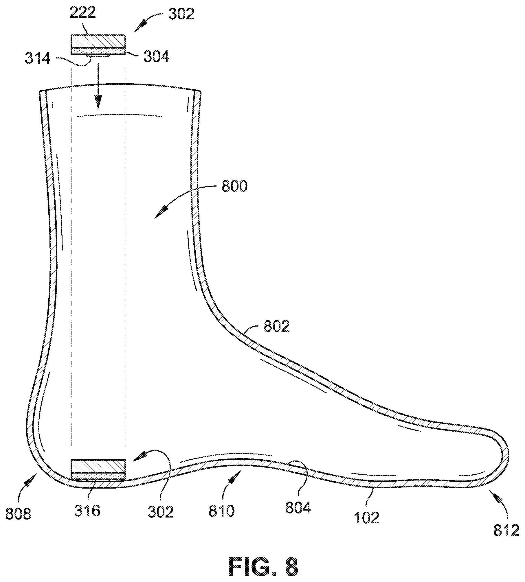 Patent US11771173 Figure 8 – Footwear with fluid distribution