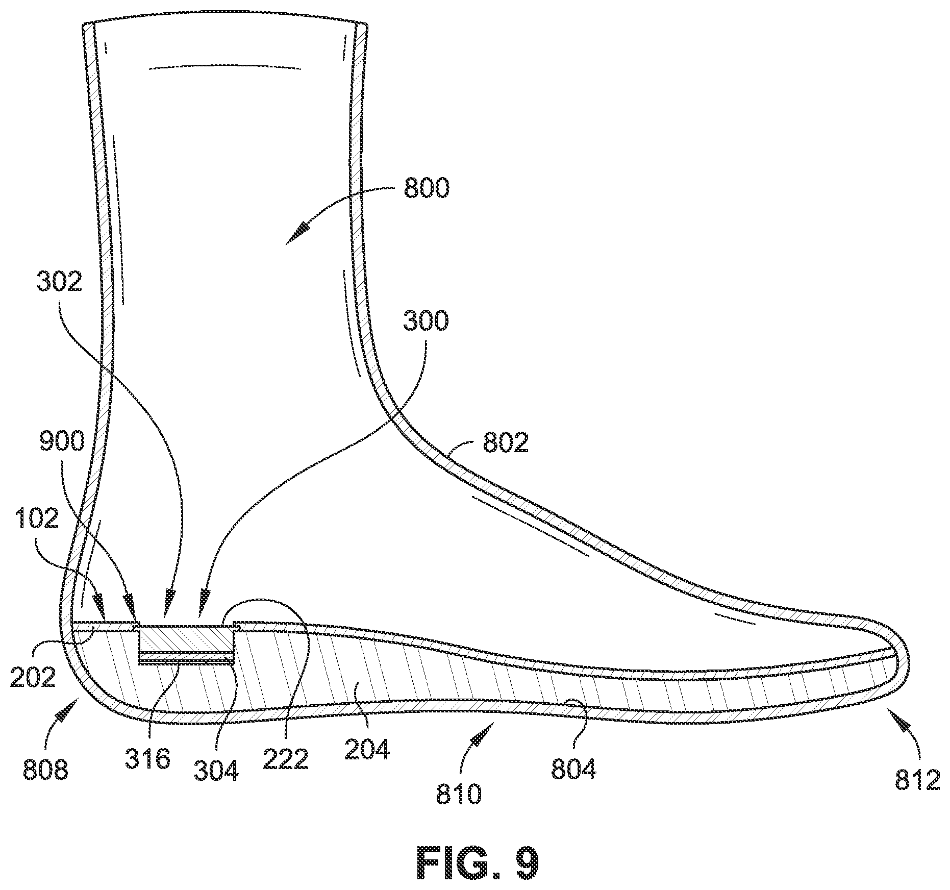 Patent US11771173 Figure 9 – Footwear with fluid distribution