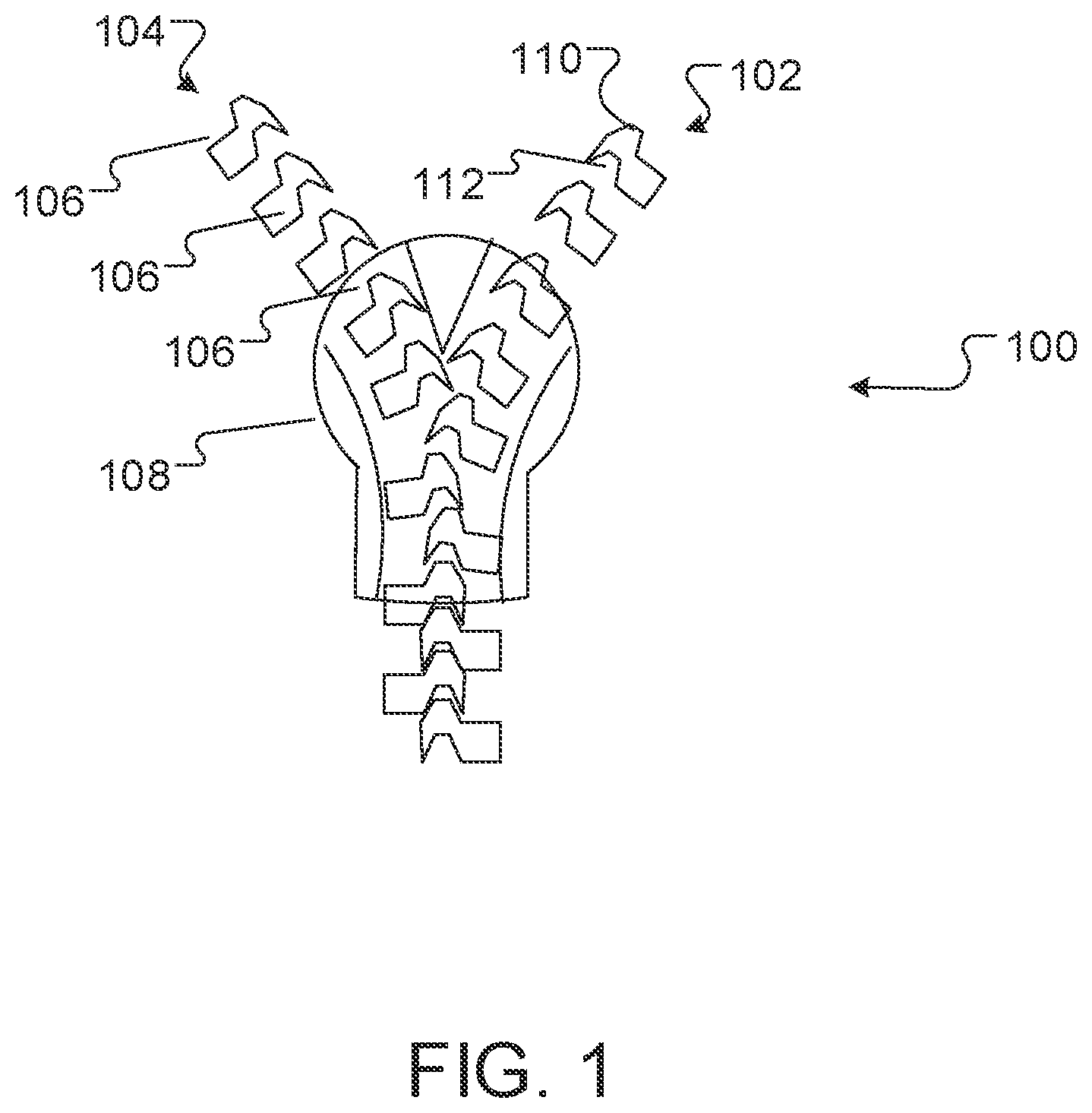 Patent US11771183 Figure 1 – Negative Poisson's ratio materials for fasteners