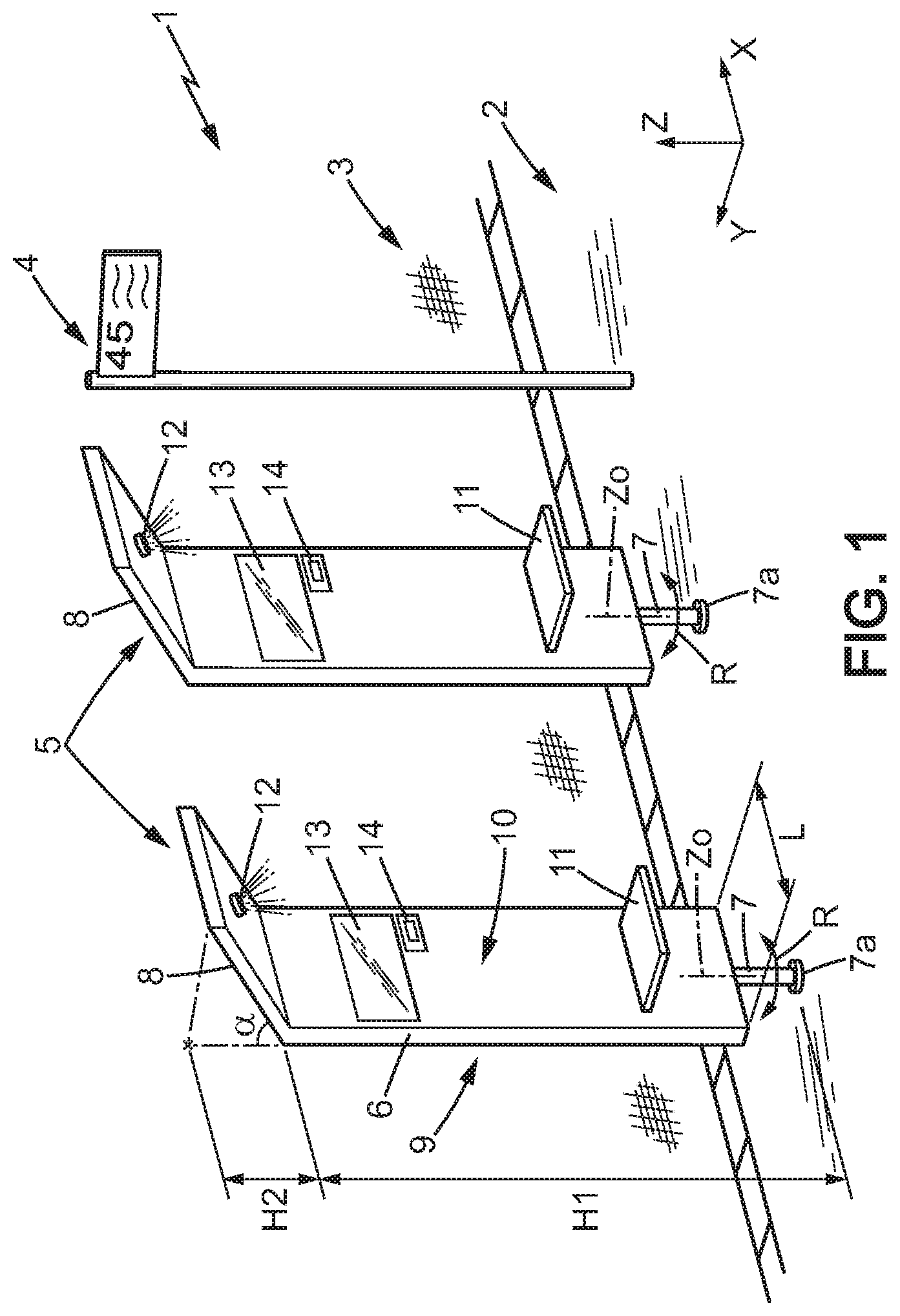 Patent US11771187 Figure 1 – Sunshade for outdoor public space and outdoor public space having such a sunshade