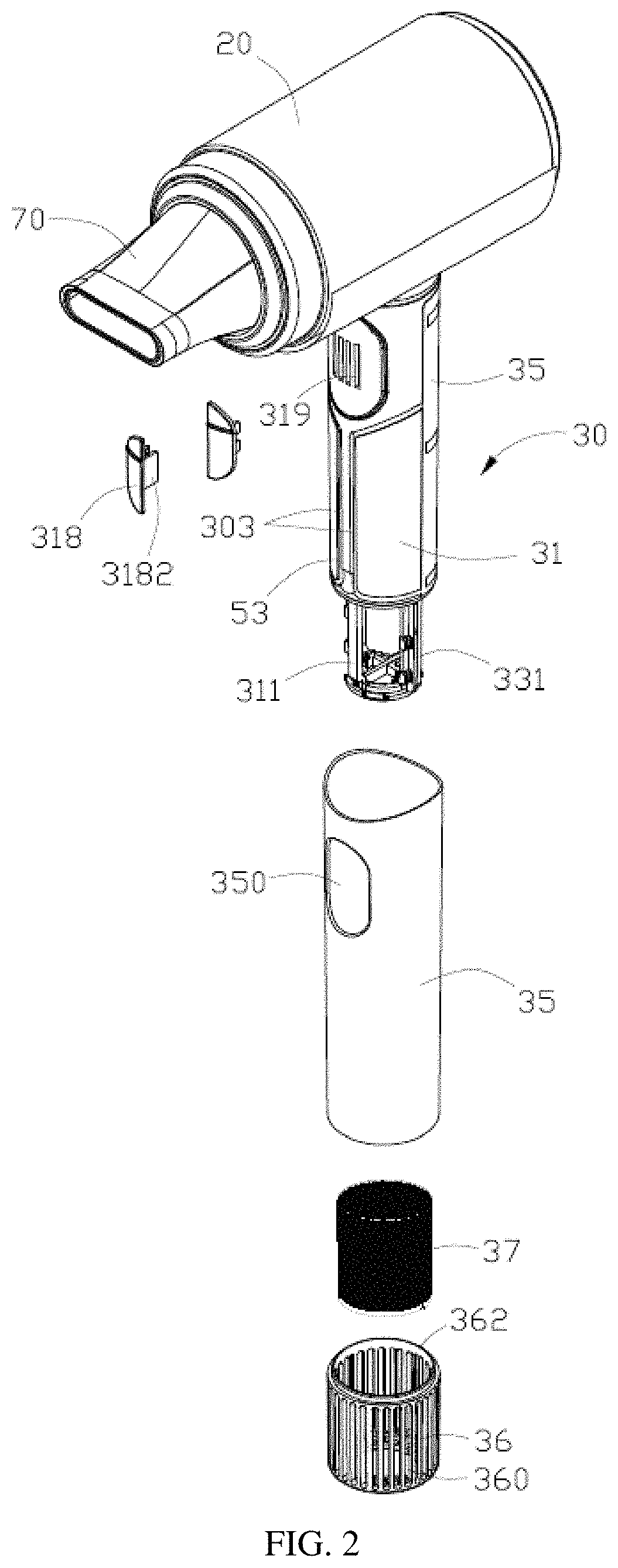 Patent US11771196 Figure 2 – Wireless blow dryer