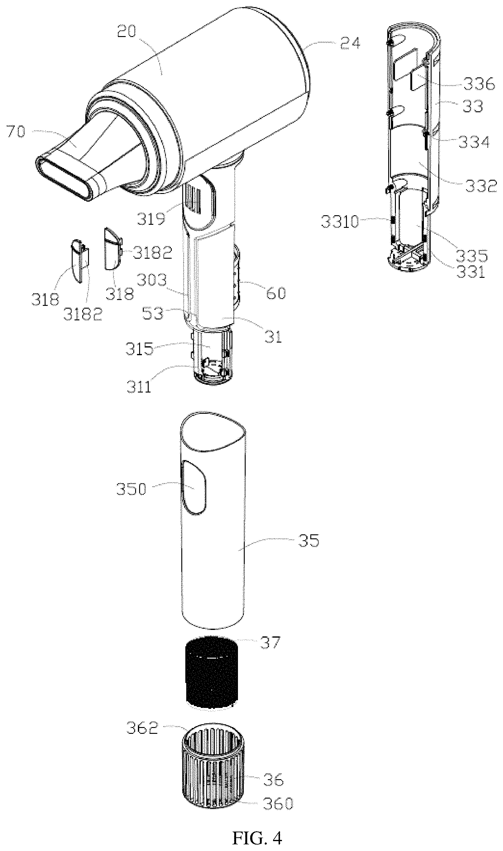 Patent US11771196 Figure 4 – Wireless blow dryer