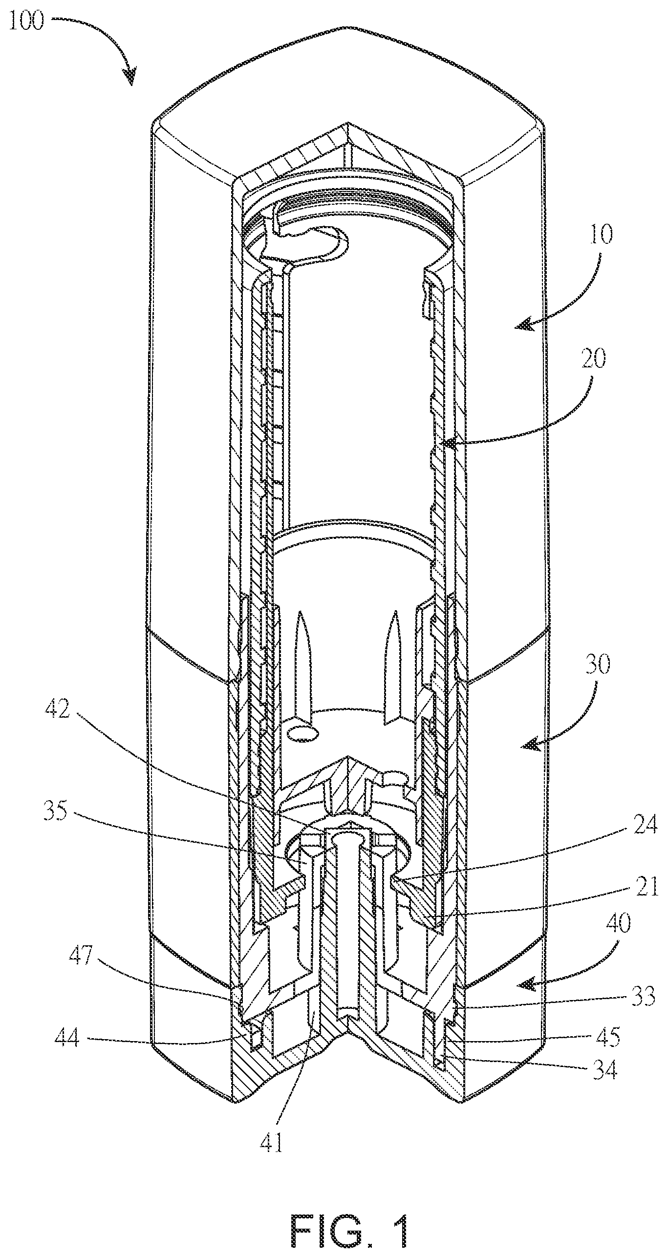 Patent US11771201 Figure 1 – Environmentally friendly lipstick tube with a replaceable lipstick