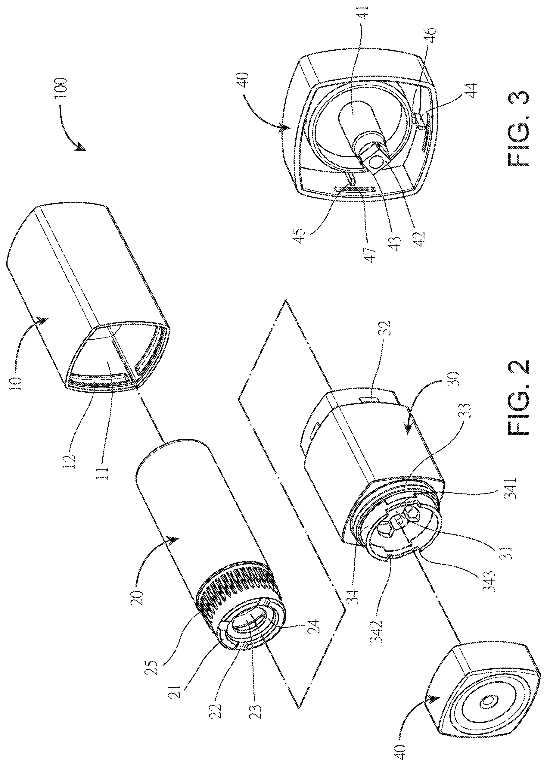 Patent US11771201 Figure 2 – Environmentally friendly lipstick tube with a replaceable lipstick