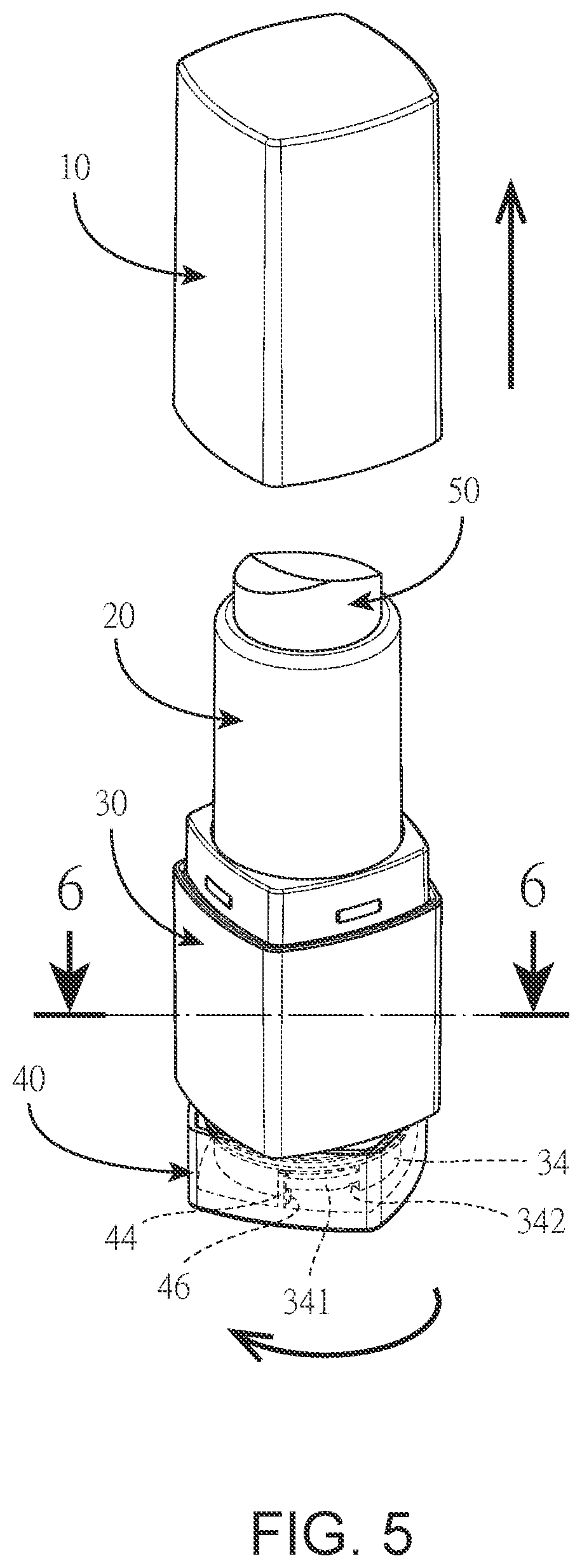 Patent US11771201 Figure 4 – Environmentally friendly lipstick tube with a replaceable lipstick