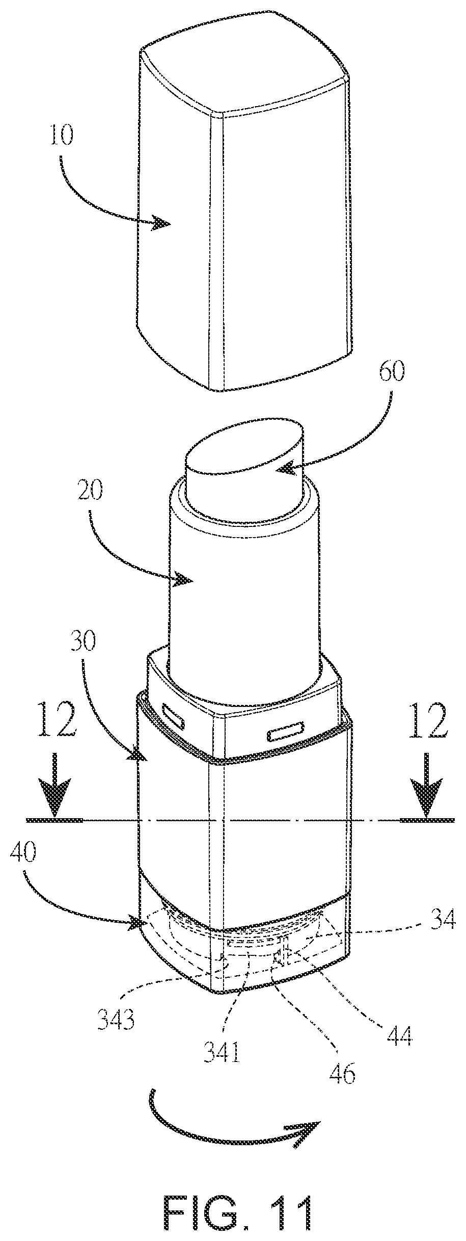 Patent US11771201 Figure 8 – Environmentally friendly lipstick tube with a replaceable lipstick