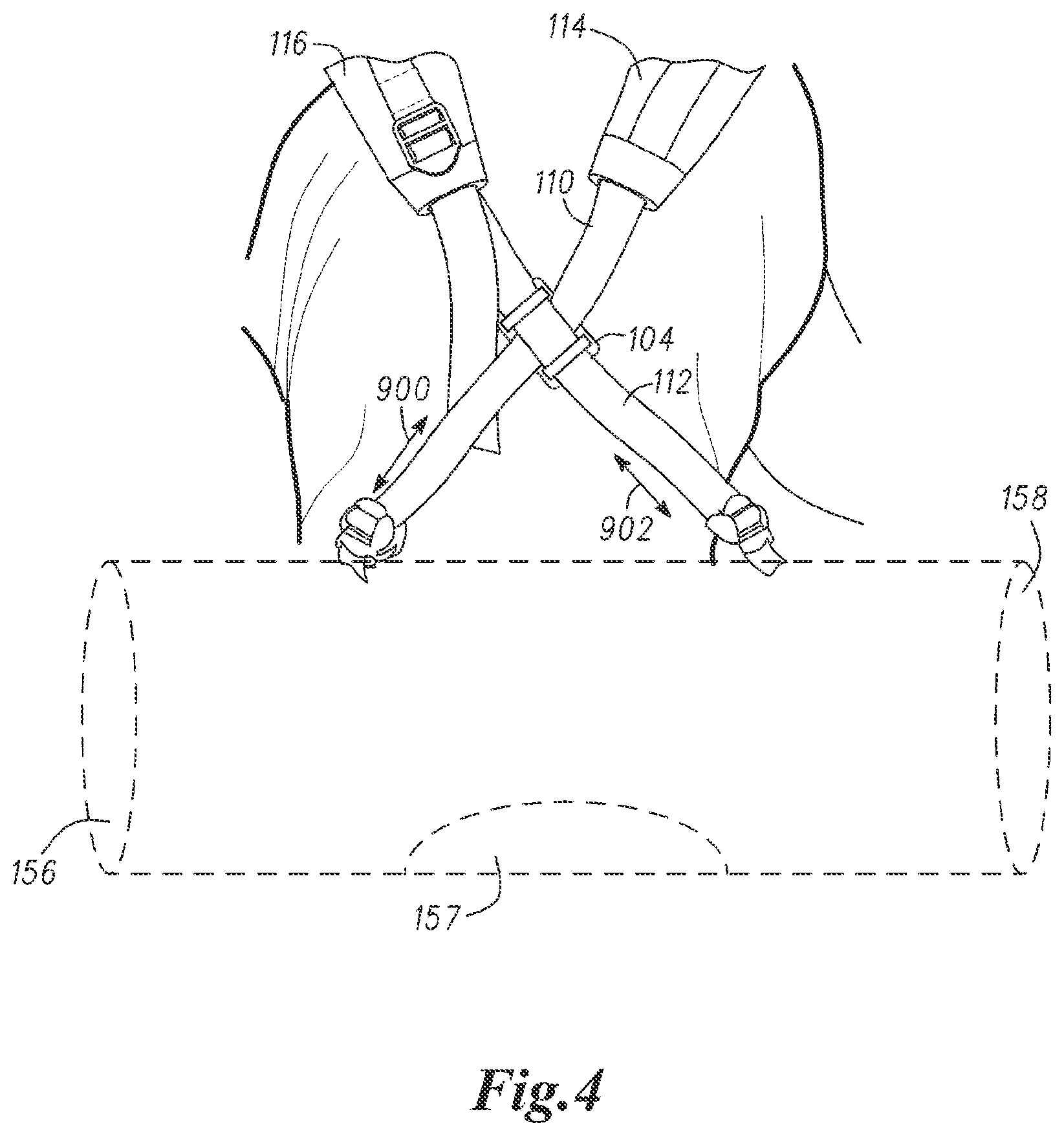 Patent US11771206 Figure 4 – Self-adjustable carrying strap system and methods to manufacture self-adjustable carrying strap system