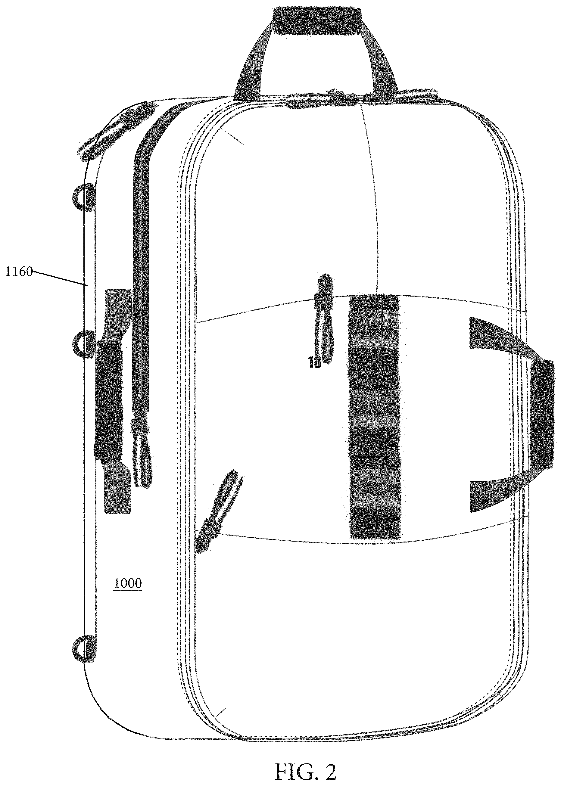 Patent US11771209 Figure 2 – Reconfigurable exercise backpack
