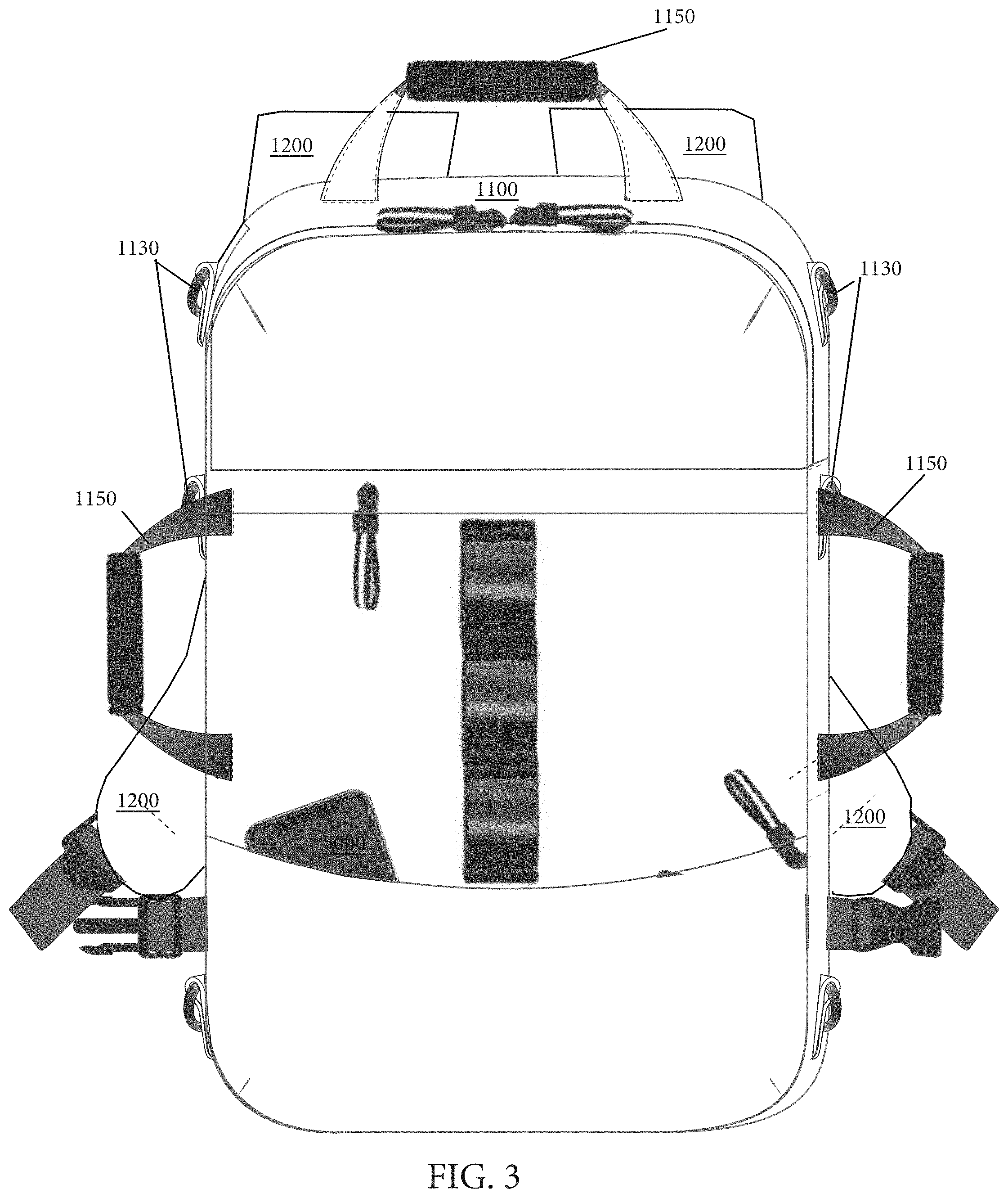 Patent US11771209 Figure 3 – Reconfigurable exercise backpack