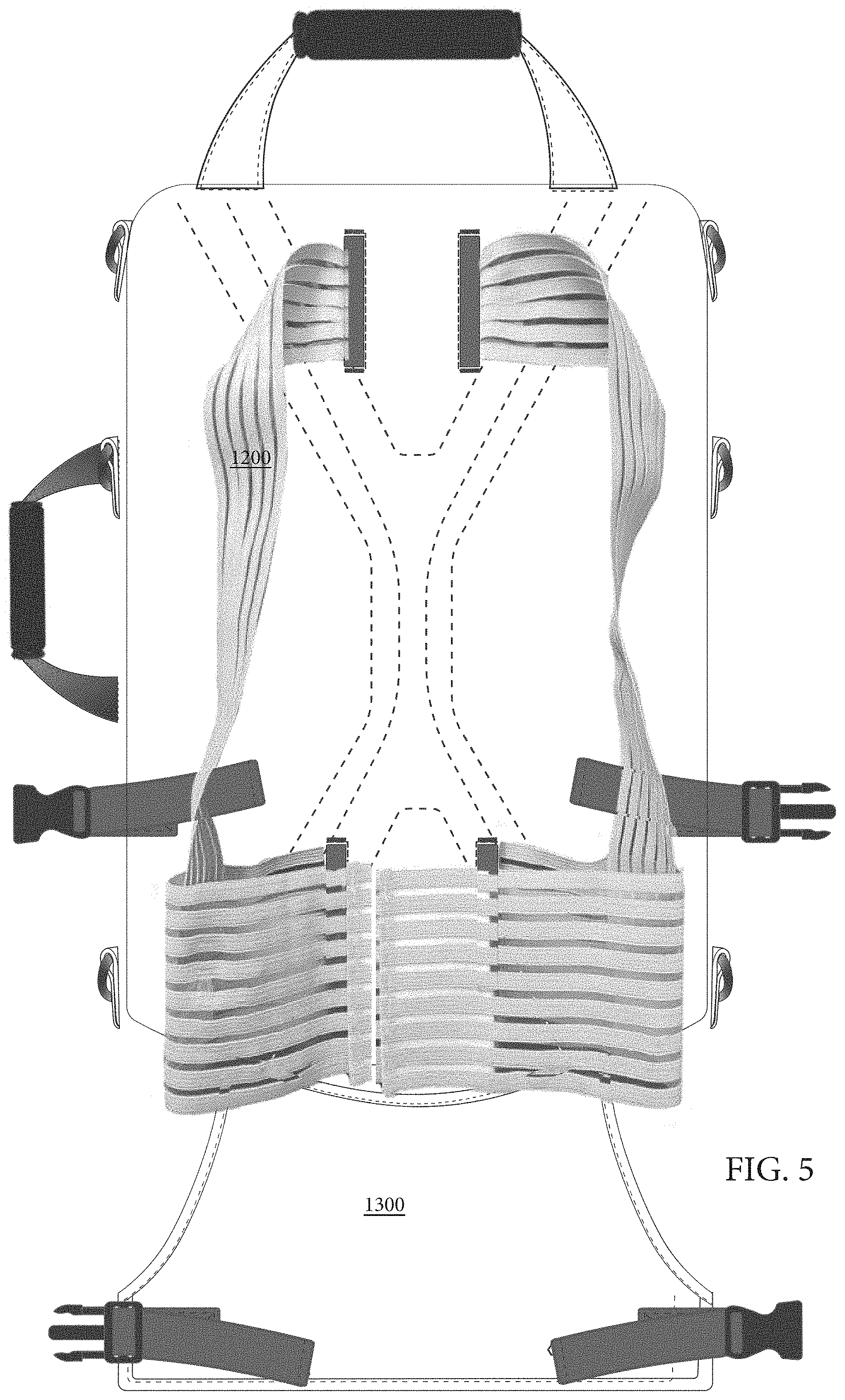 Patent US11771209 Figure 5 – Reconfigurable exercise backpack