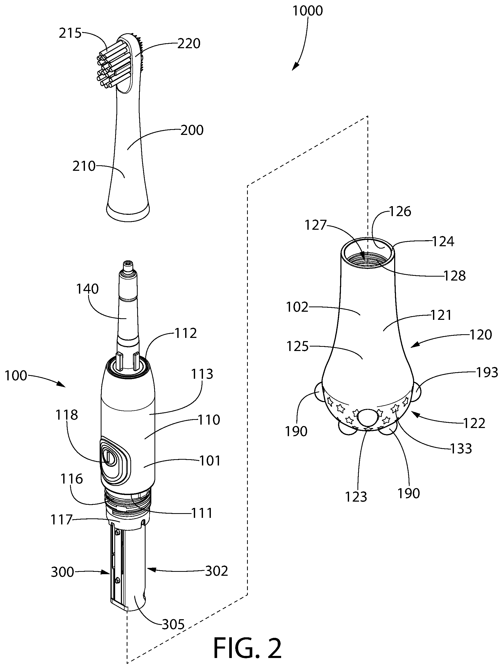 Patent US11771214 Figure 2 – Powered oral care implement including a tracking module and tracking module thereof