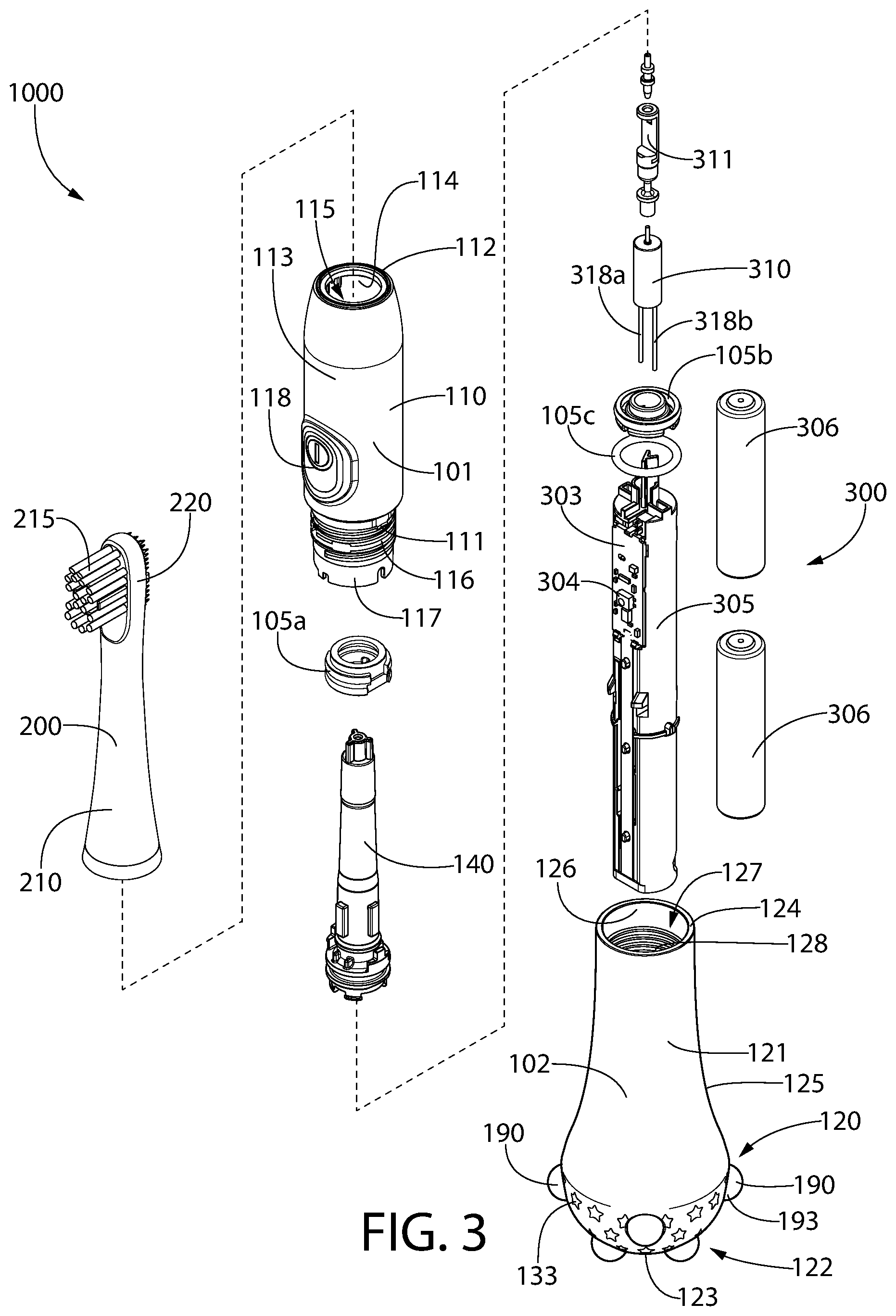 Patent US11771214 Figure 3 – Powered oral care implement including a tracking module and tracking module thereof
