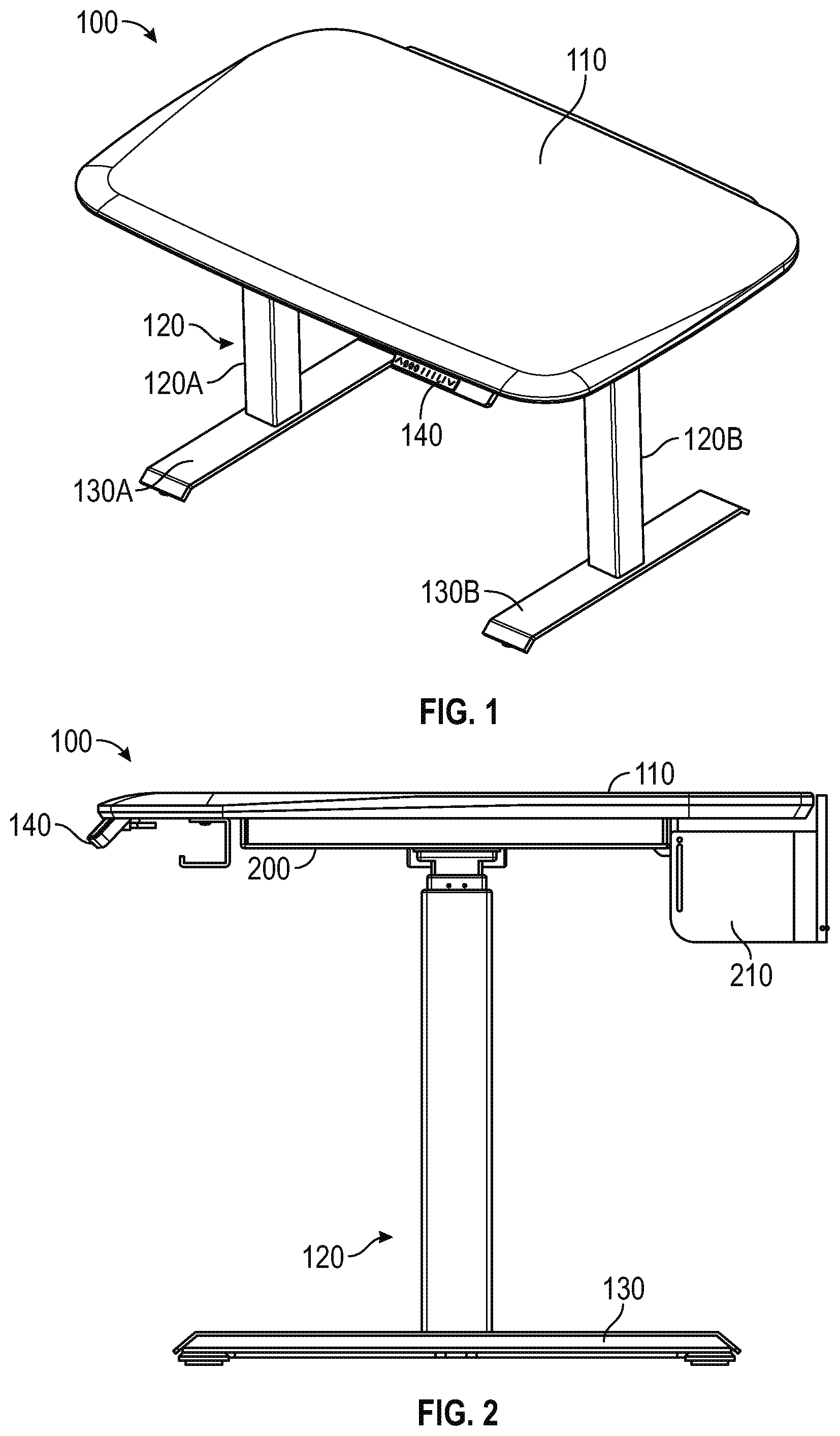 Patent US11771216 Figure 1 – Workstation including simplified leg attachment