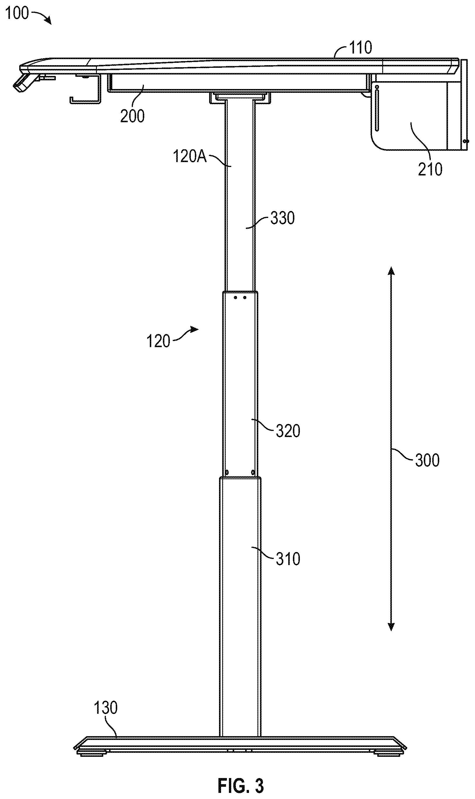 Patent US11771216 Figure 2 – Workstation including simplified leg attachment