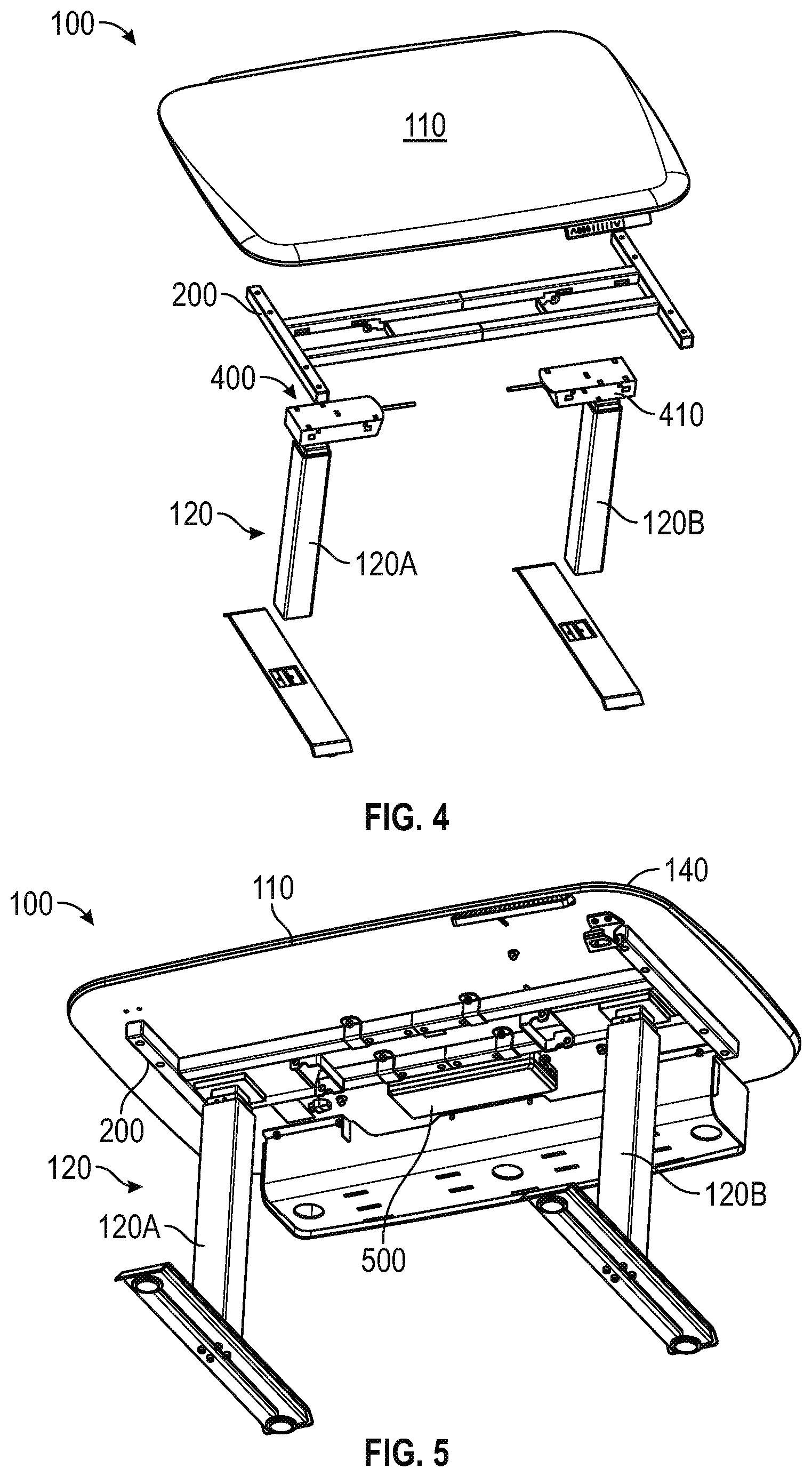 Patent US11771216 Figure 3 – Workstation including simplified leg attachment