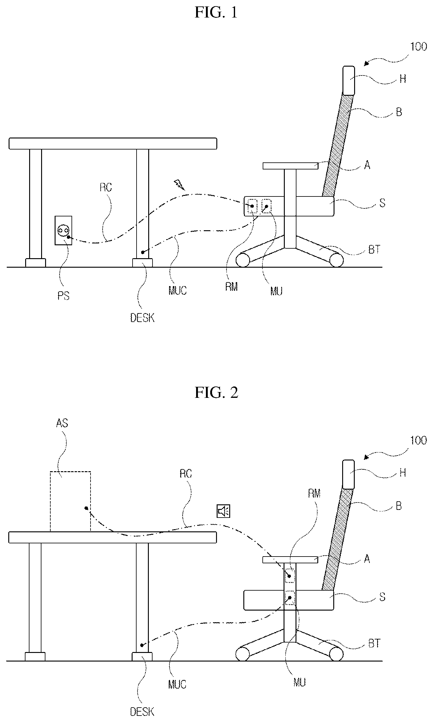Patent US11771229 Figure 1 – Movable chair provided with cable protecting means