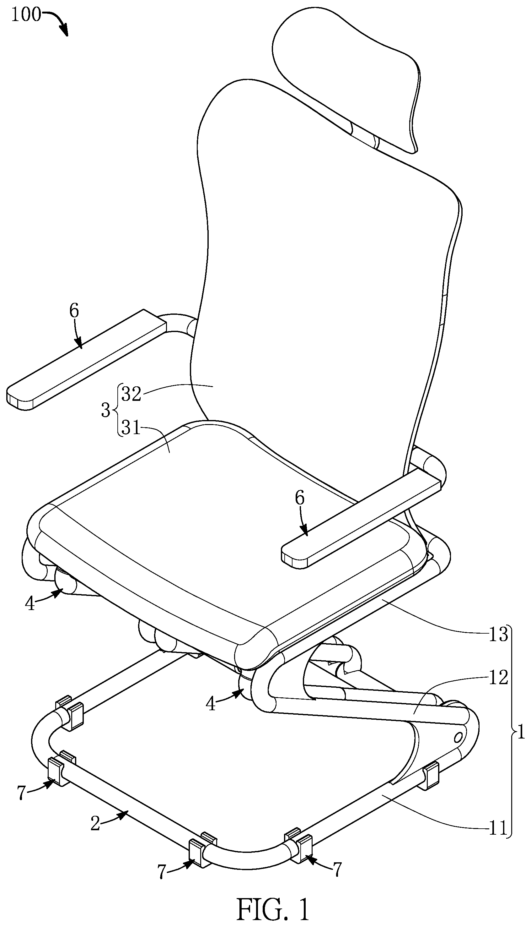 Patent US11771231 — Multifunctional chair — Figure 1