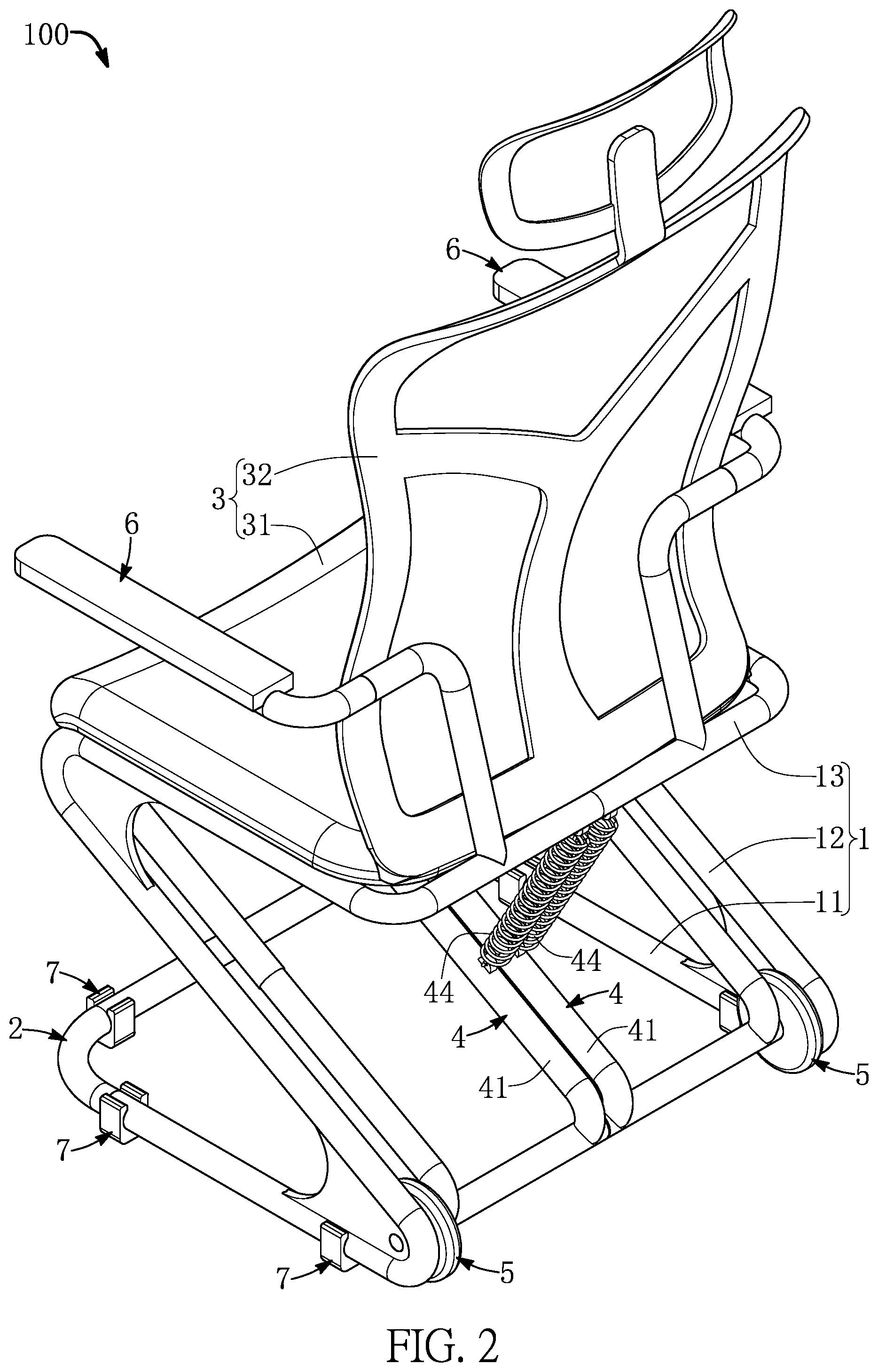 Patent US11771231 Figure 2 – Multifunctional chair
