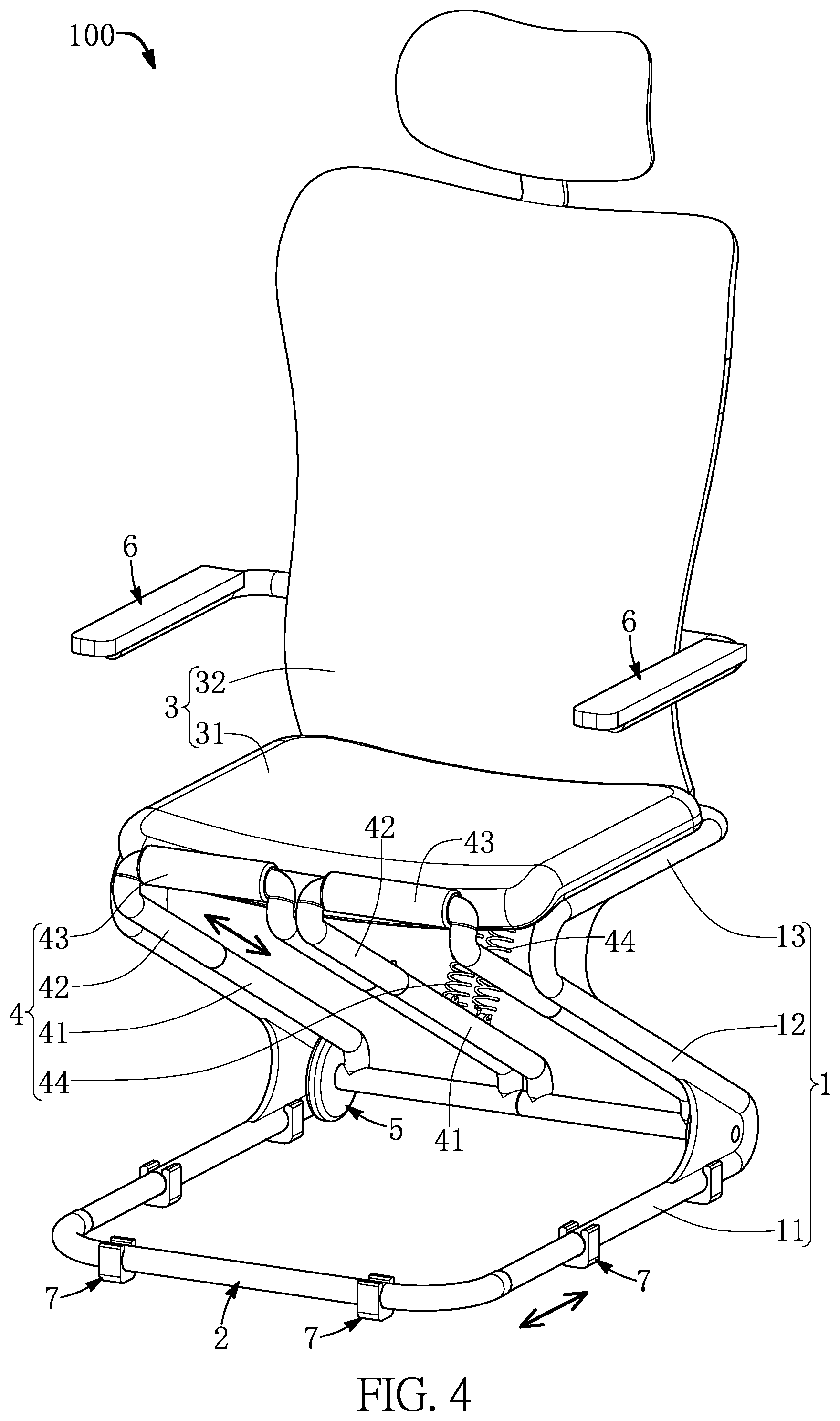 Patent US11771231 Figure 4 – Multifunctional chair